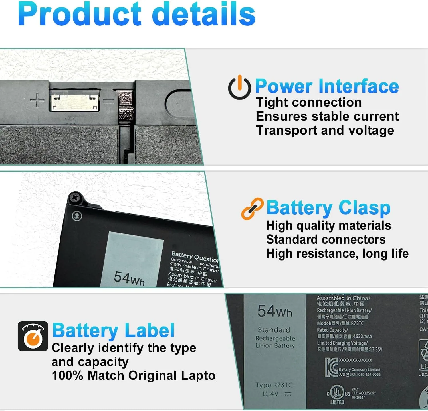 R73TC DR02P Battery for Dell Latitude 3340 5340 5350 5440 5540 7455 Series