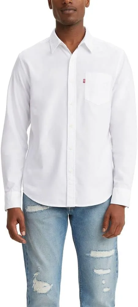 Camisa Levi's clásica para hombre manga larga con 1 bolsillo blanca