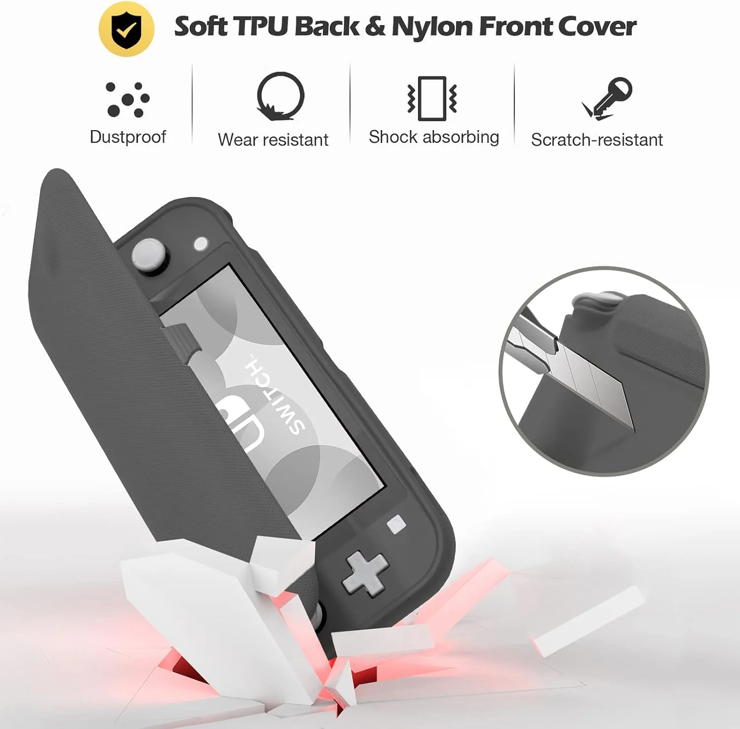 ProCase Flip Cover for Switch Lite with 2 Pack Screen Protectors, Grey