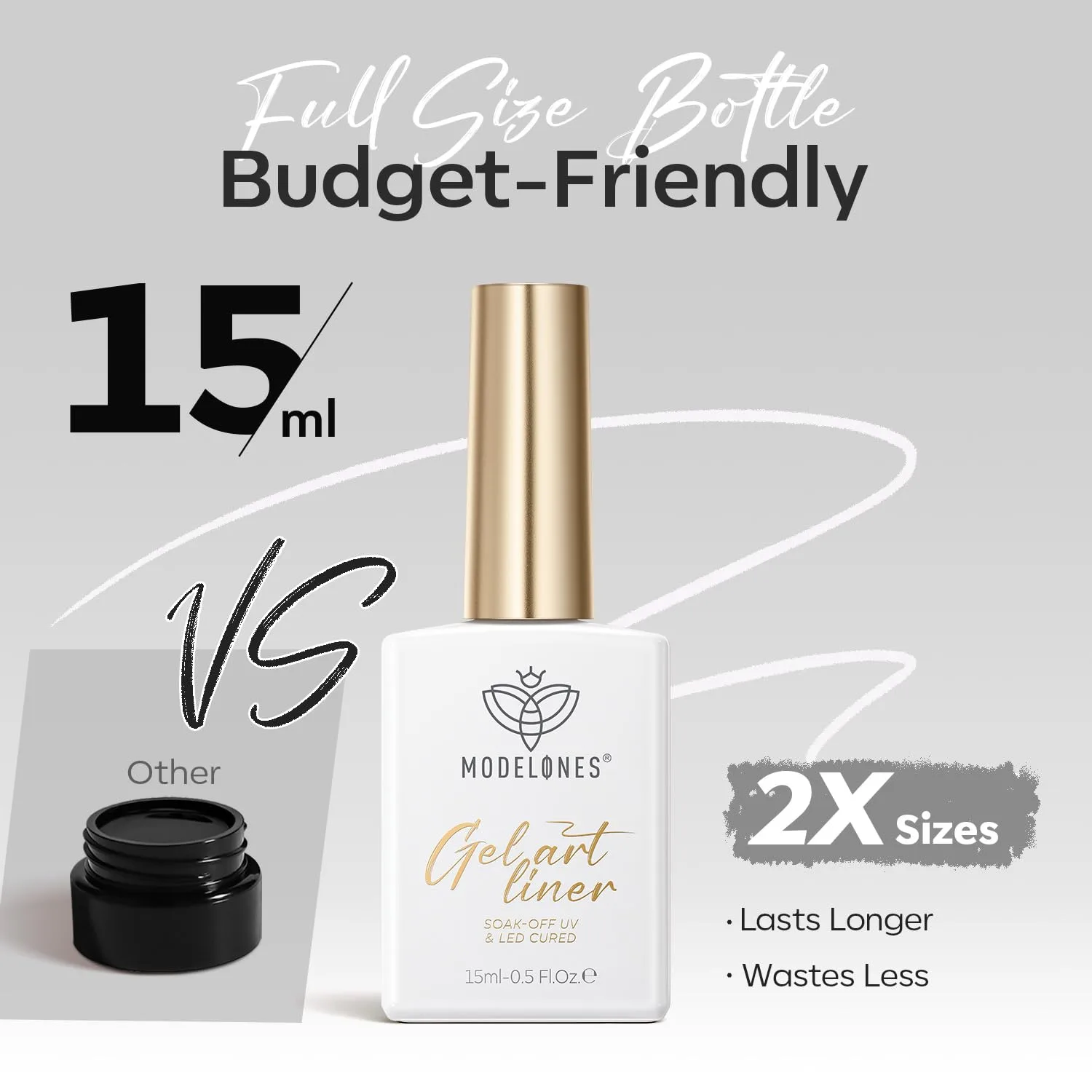 modelones White French Tip Liner Gel Polish 15ml with Precision Brush