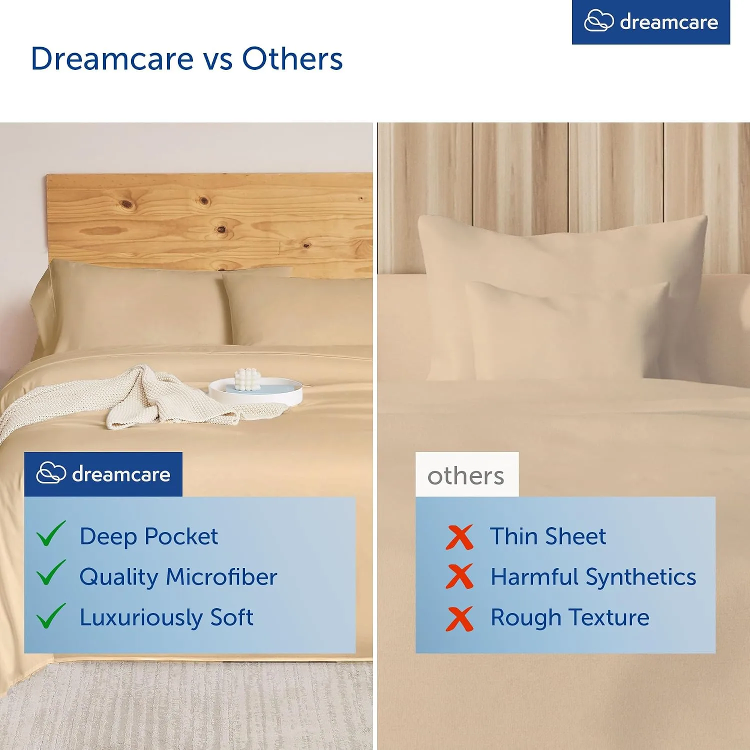 DREAMCARE King Size Sheets Set - 6 pcs Breathable Cooling Sheets King Size
