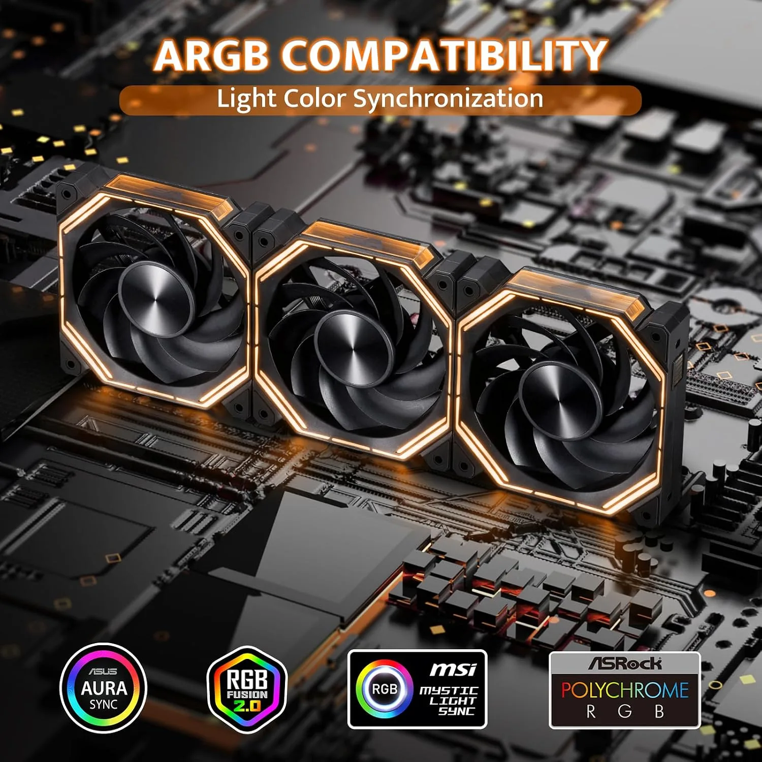 darkFlash INF34 120MM PC Case Fan, Daisy-Chain, up to 2000RPM Cooling, 4-Pin PWM, ARGB CPU Cooling Computer Fan, 3 Pack (Reversed, Black)