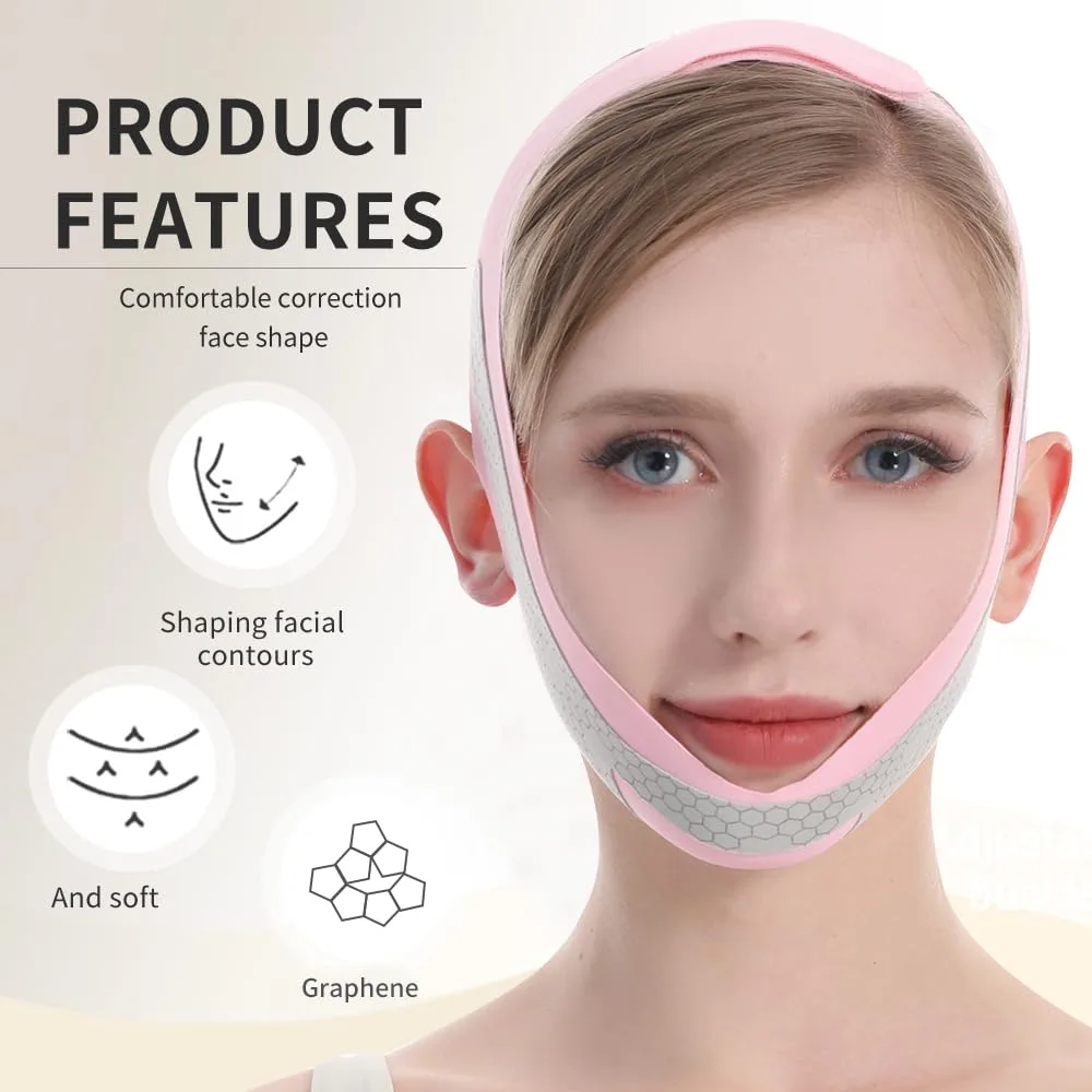 Graphene Shaper Chin Strap for Sleeping, Face Lifting Belt, Pink