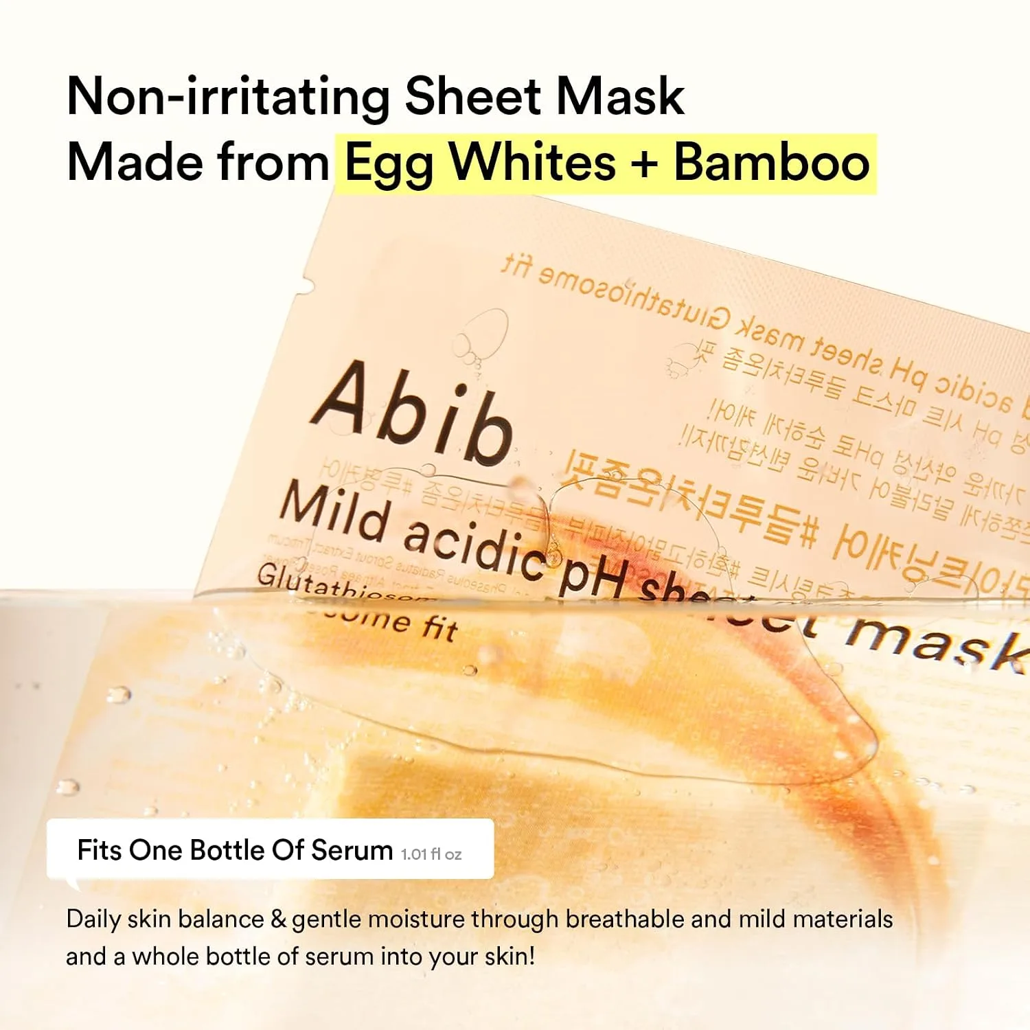 Abib Mild Acidic pH Sheet Mask Aqua Fit 10 Sheets I Intense Hydrating and Moisturizing Care for Dry and Dehydrated Skin