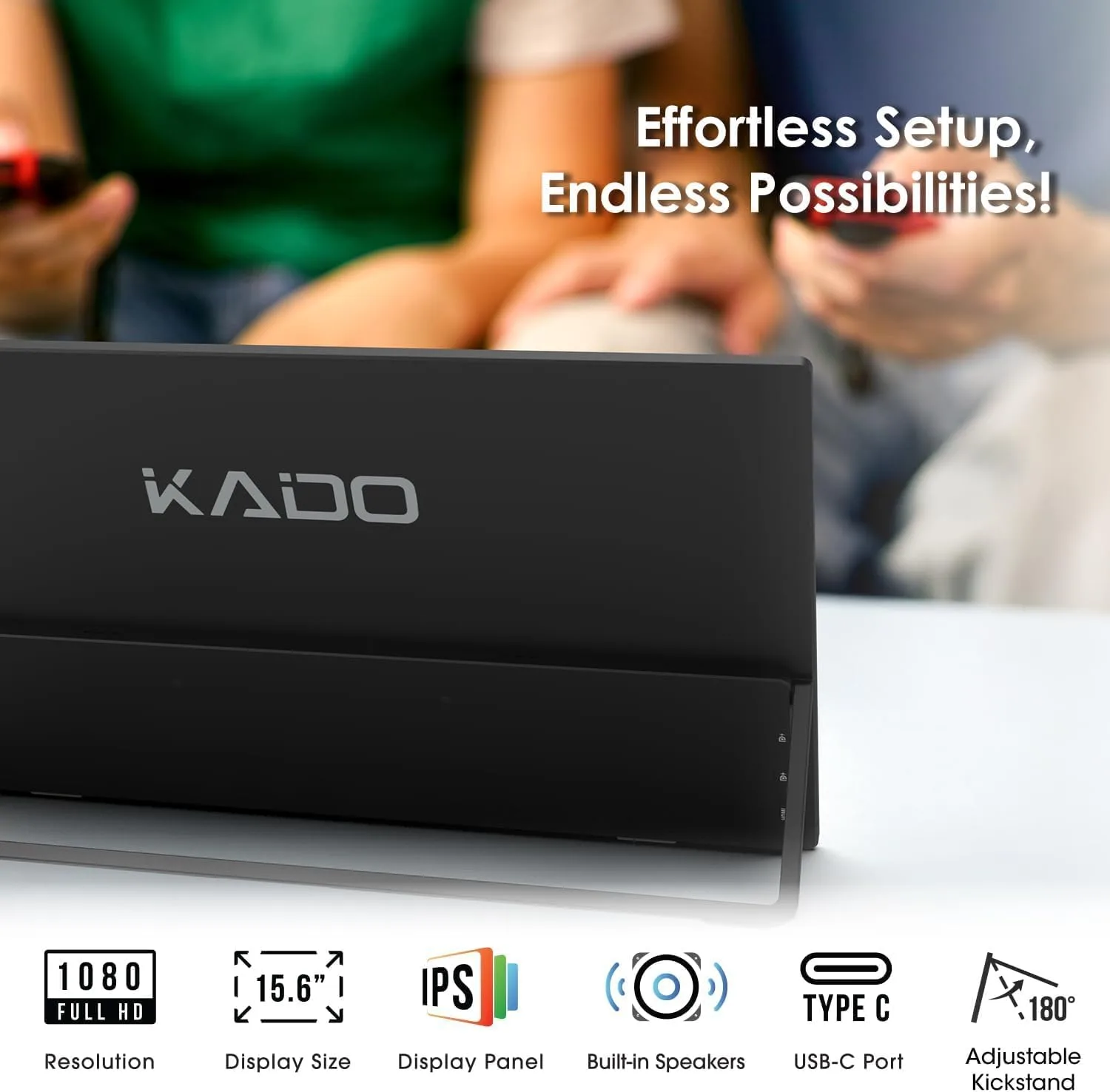 Kado 15.6 Inch FHD Portable Monitor for Laptop 1080p IPS Second Display