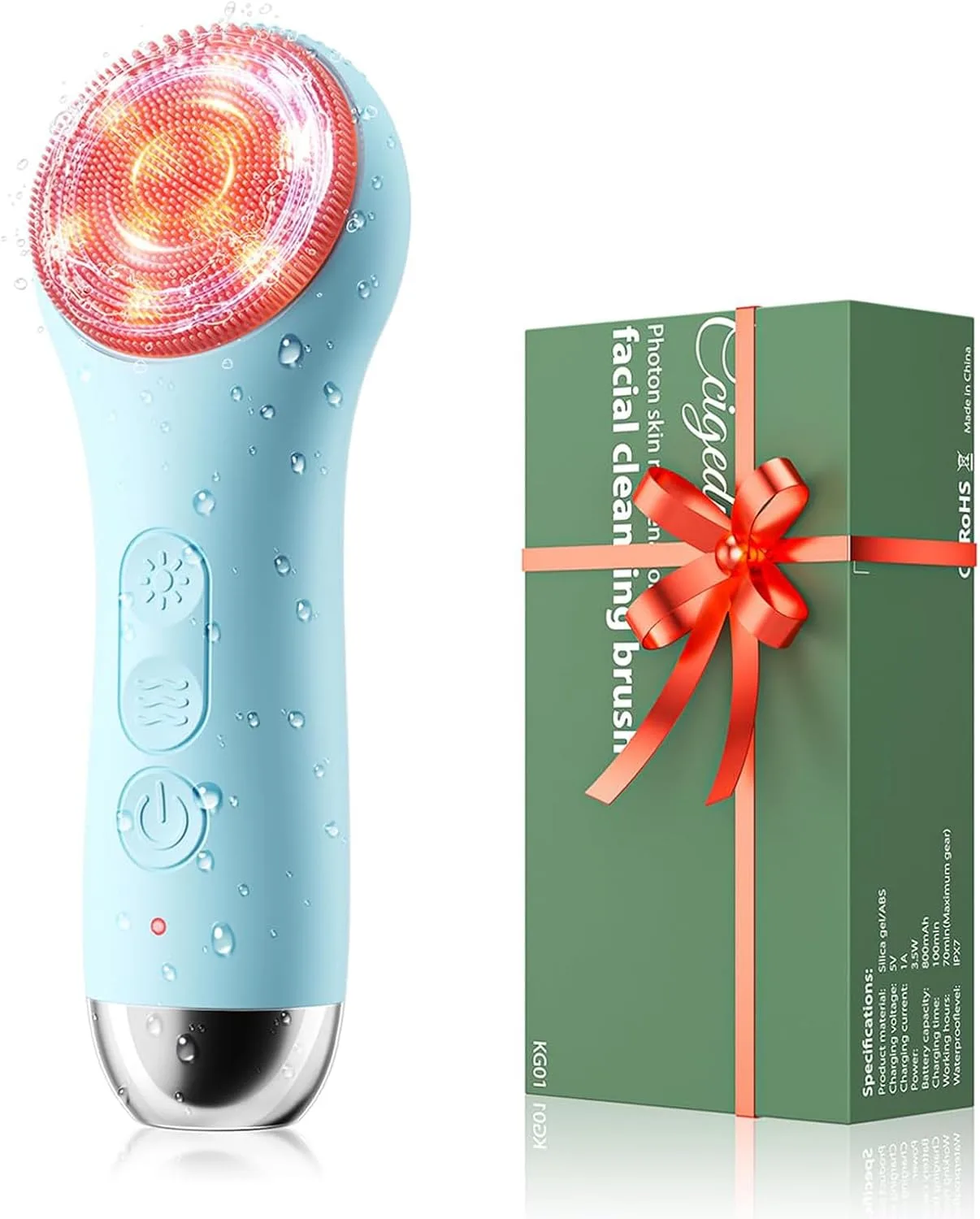 Ccigedy Rechargeable Face Scrubber, Electric Facial Cleansing Brush (Blue)