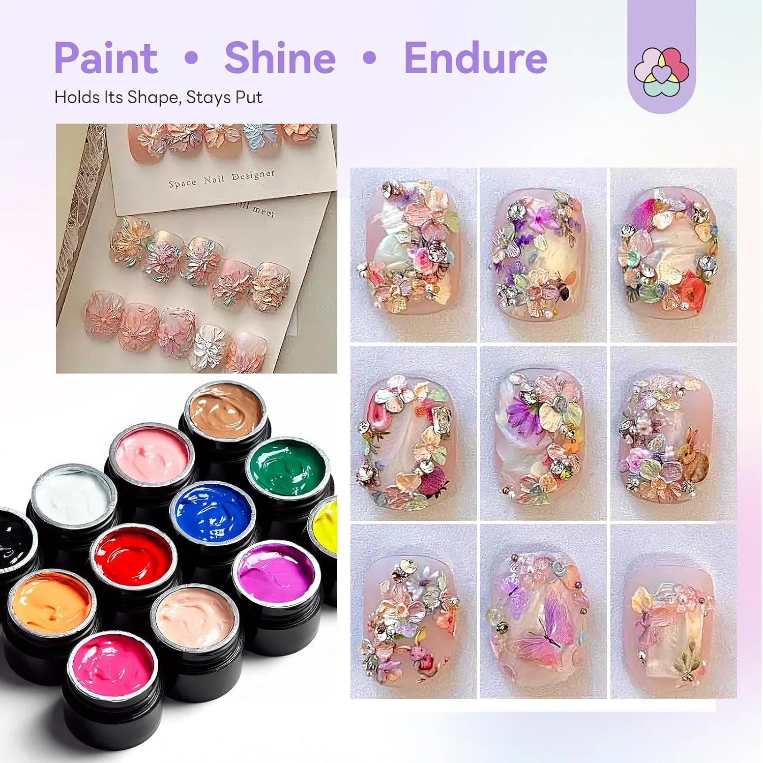 SAVILAND 3D Sculpting Gel for Nail Art 12 Colors No Wipe Painting