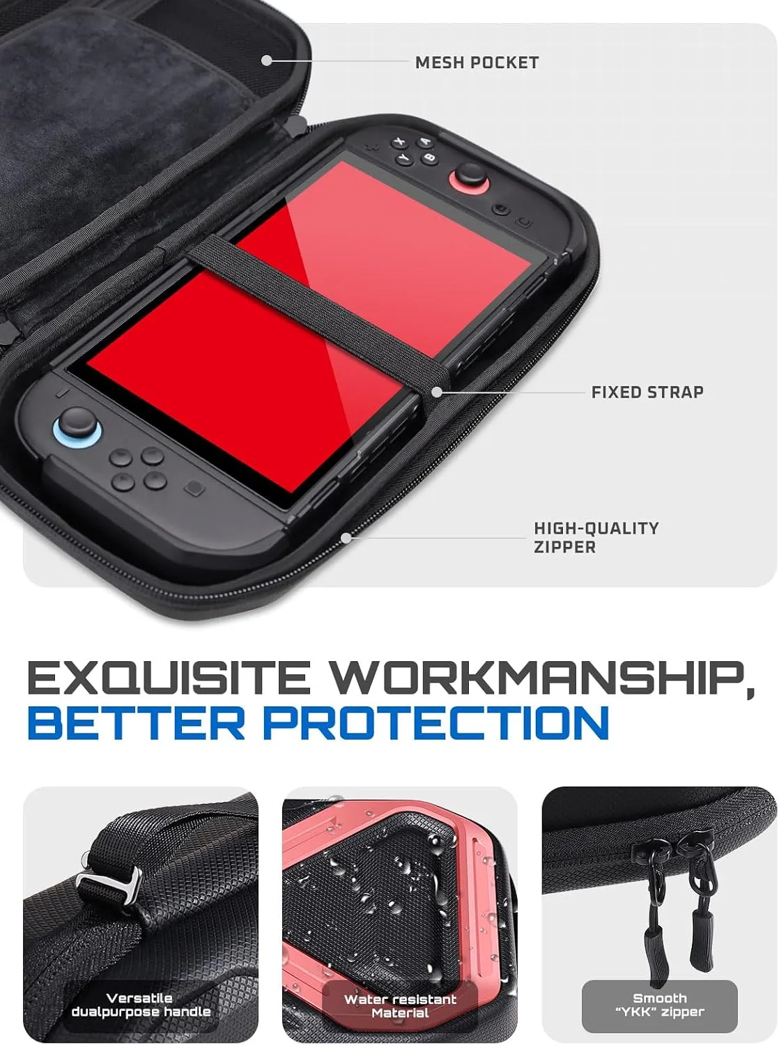 SUPCASE Pro Edition Carrying Case for Nintendo Switch 2 2025, Blue/Red