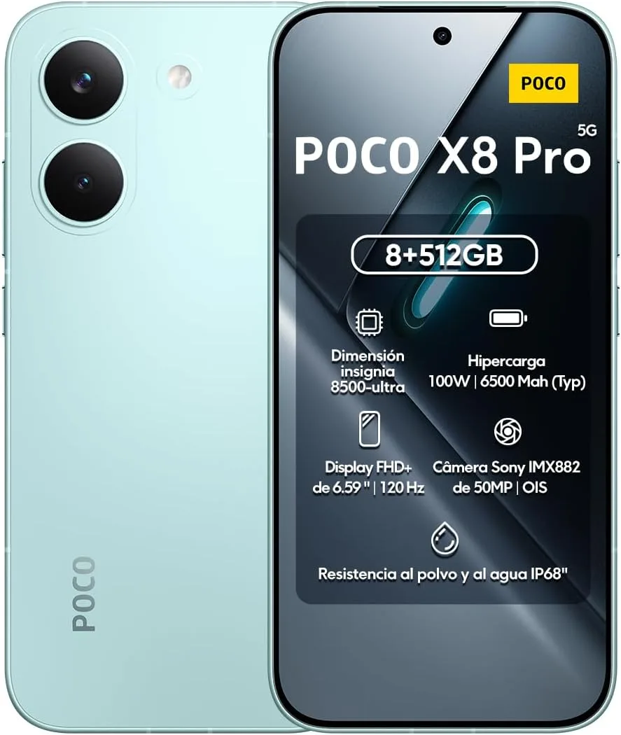 XIAOMI Poco X8 PRO 5G Ai (Compatible with Tmobile Mint Tello & Global) (256GB + 8GB) 6.59" 50MP Gamers Phone NFC Dual sim Unlocked Model 2511FPC34G Liberado (Yellow