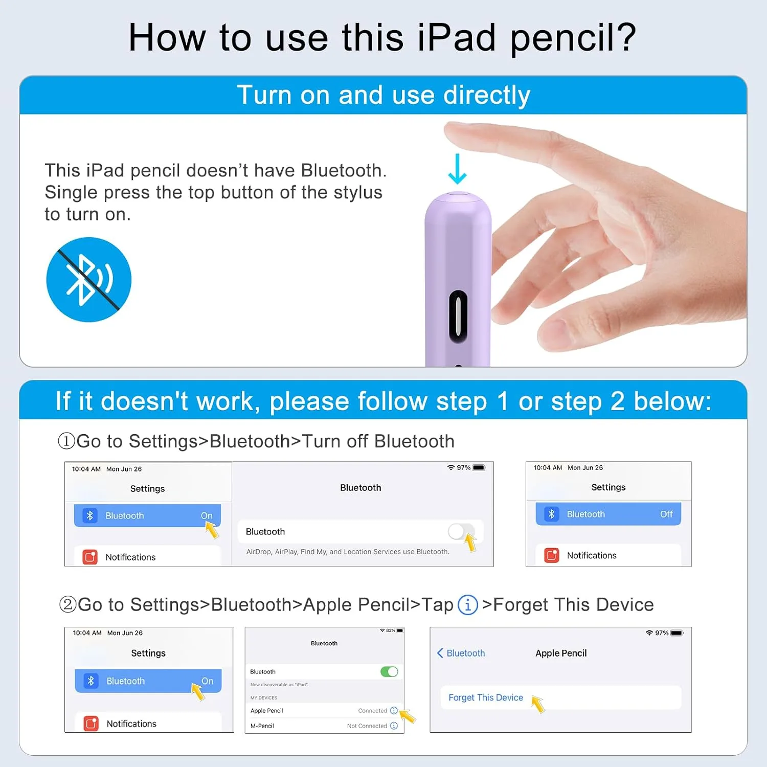 Stylus Pen for iPad, 13 mins Fast Charge for Apple iPad Pencil with Palm Rejection, Compatible with 2018-2025 iPad Air 3/4/5/6, iPad mini 5/6, iPad 6/7/8/9/10, iPad Pro 11"/12.9"/13" (Purple)