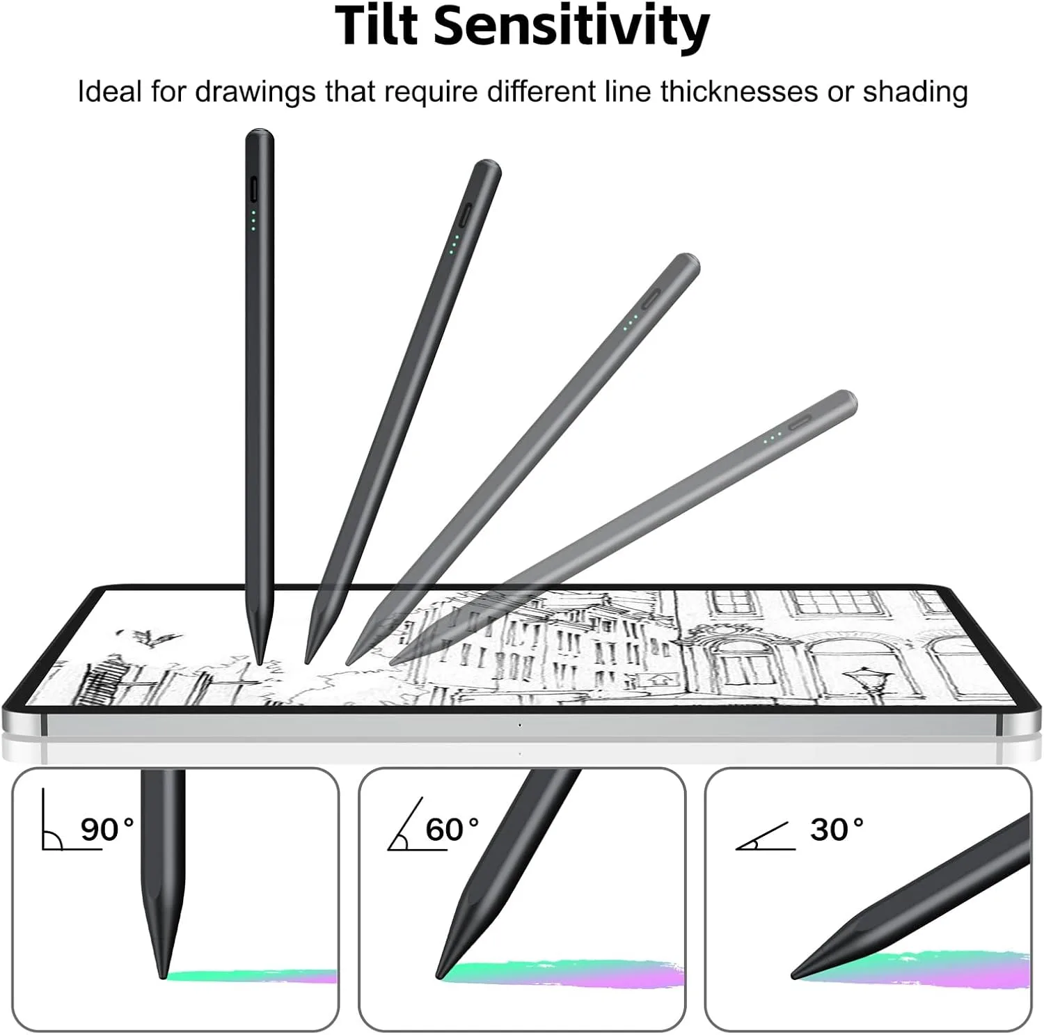Stylus Pen for iPad 2026-2018 with 13mins Fast Charge,Tilt Sensitivity