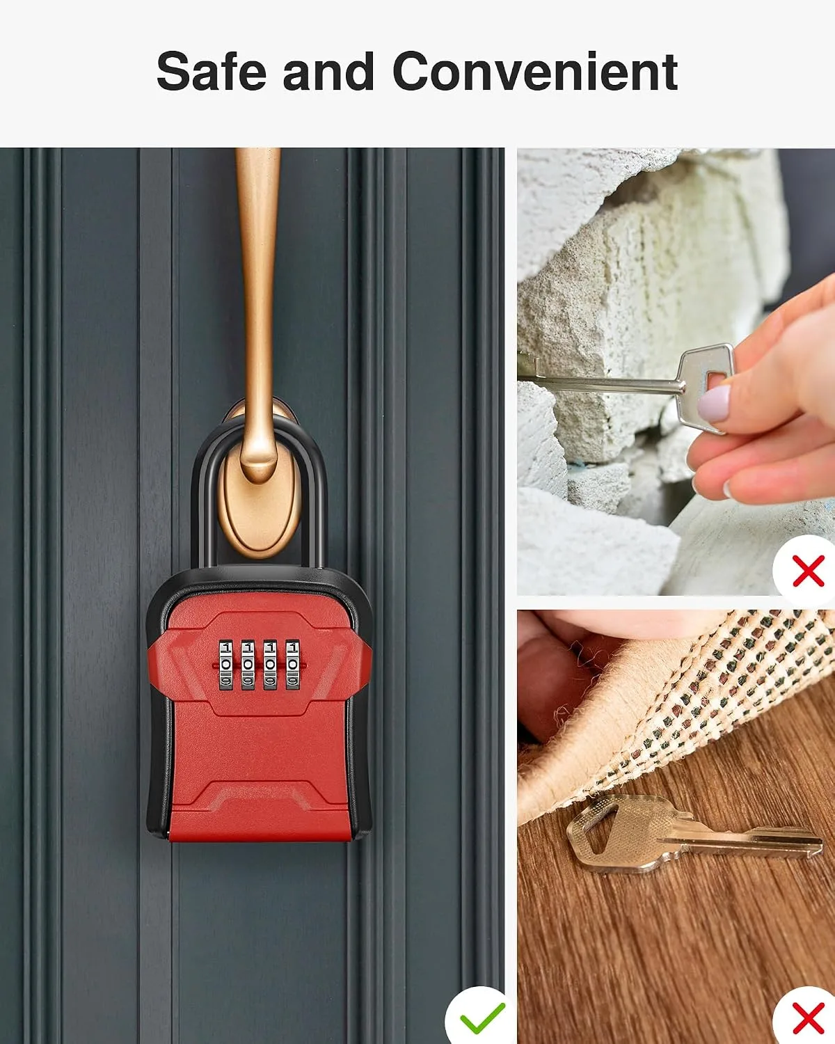 Puroma Key Lock Box for House Keys Combination Lockbox with Code, 1 Red