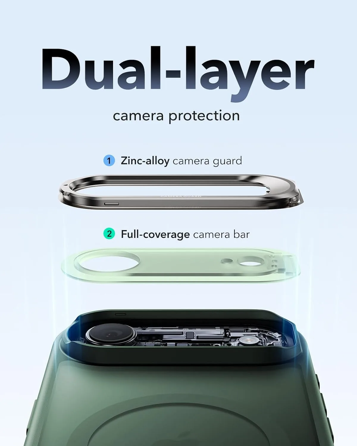 ESR Classic Hybrid Case for iPhone Air with Flex Stand, Frosted Green