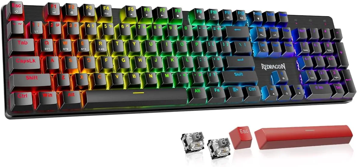Teclado Gamer Redragon K671KS Mecánico Inalámbrico RGB Hot Swappable