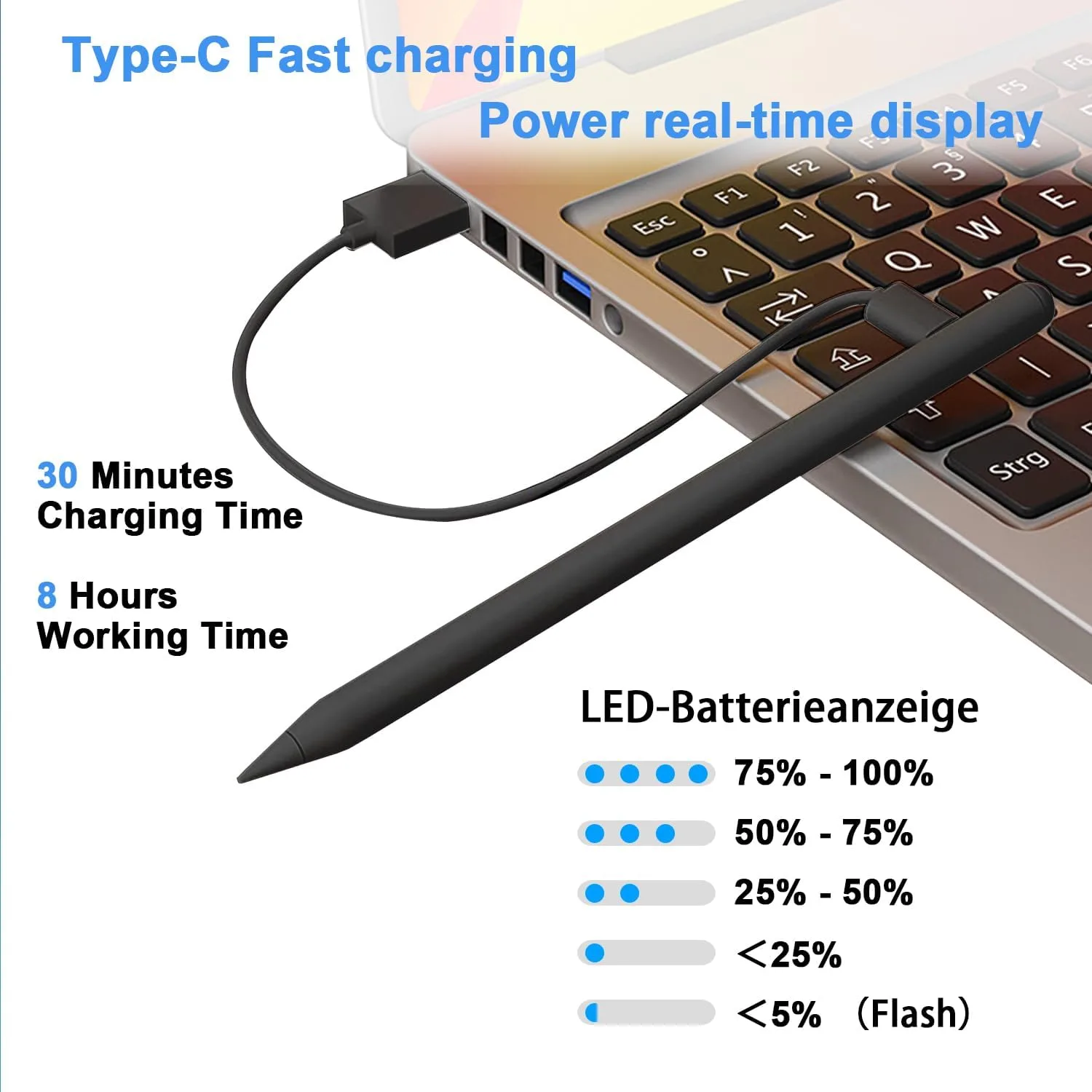 DOGAIN A8 Stylus Pen for iPad 2018-2026, Fast Charge, Palm Rejection-Black