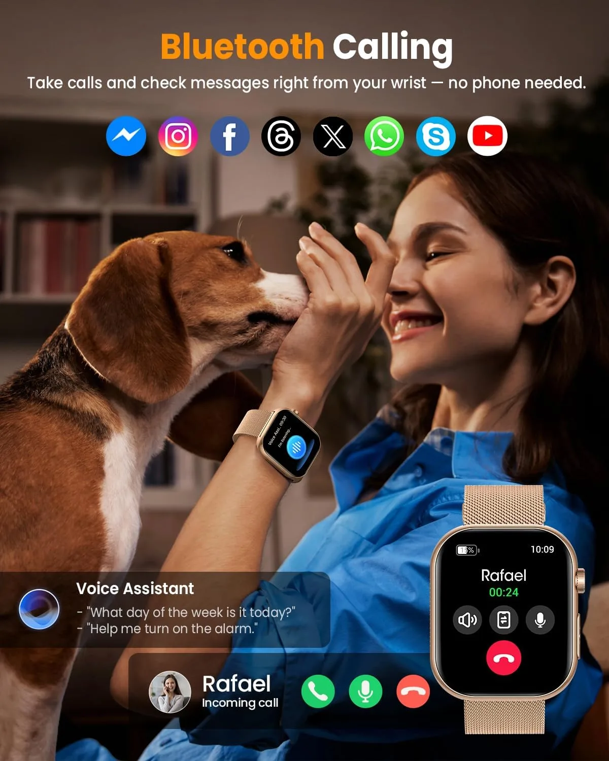 Smart Watch for Men Women 1.97"AMOLED, Health Monitor Fitness Tracker 2Band