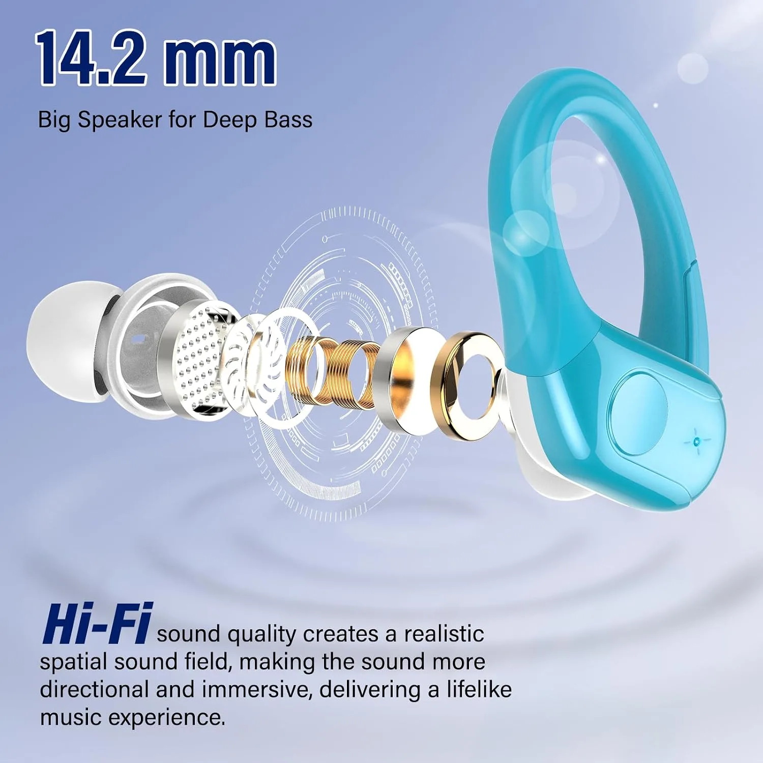 Wireless Headphones Sports, 75Hrs Bluetooth 5.4 Earbuds, Bass Hi-Fi Stereo