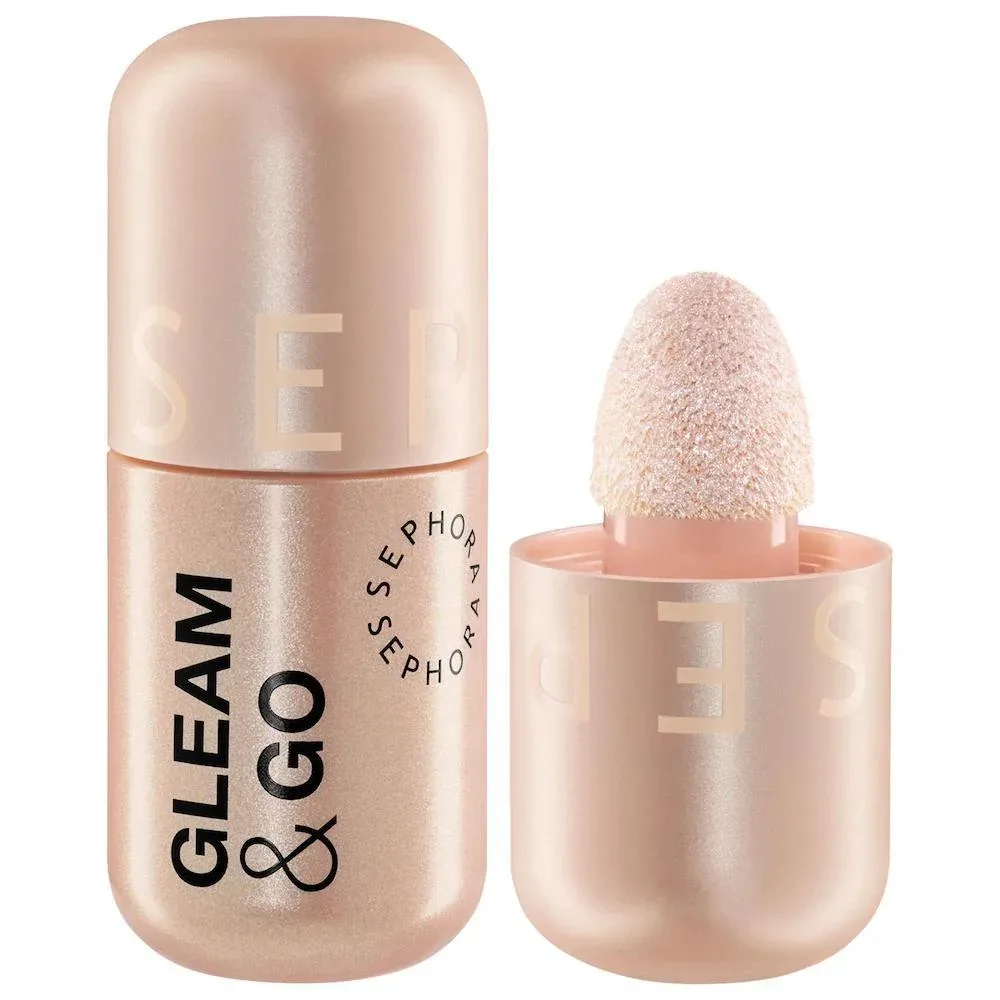 Gleam & Go Liquid Luminizer - 01 On Ice icy white shimmer - 03 On Set soft pink shimmer