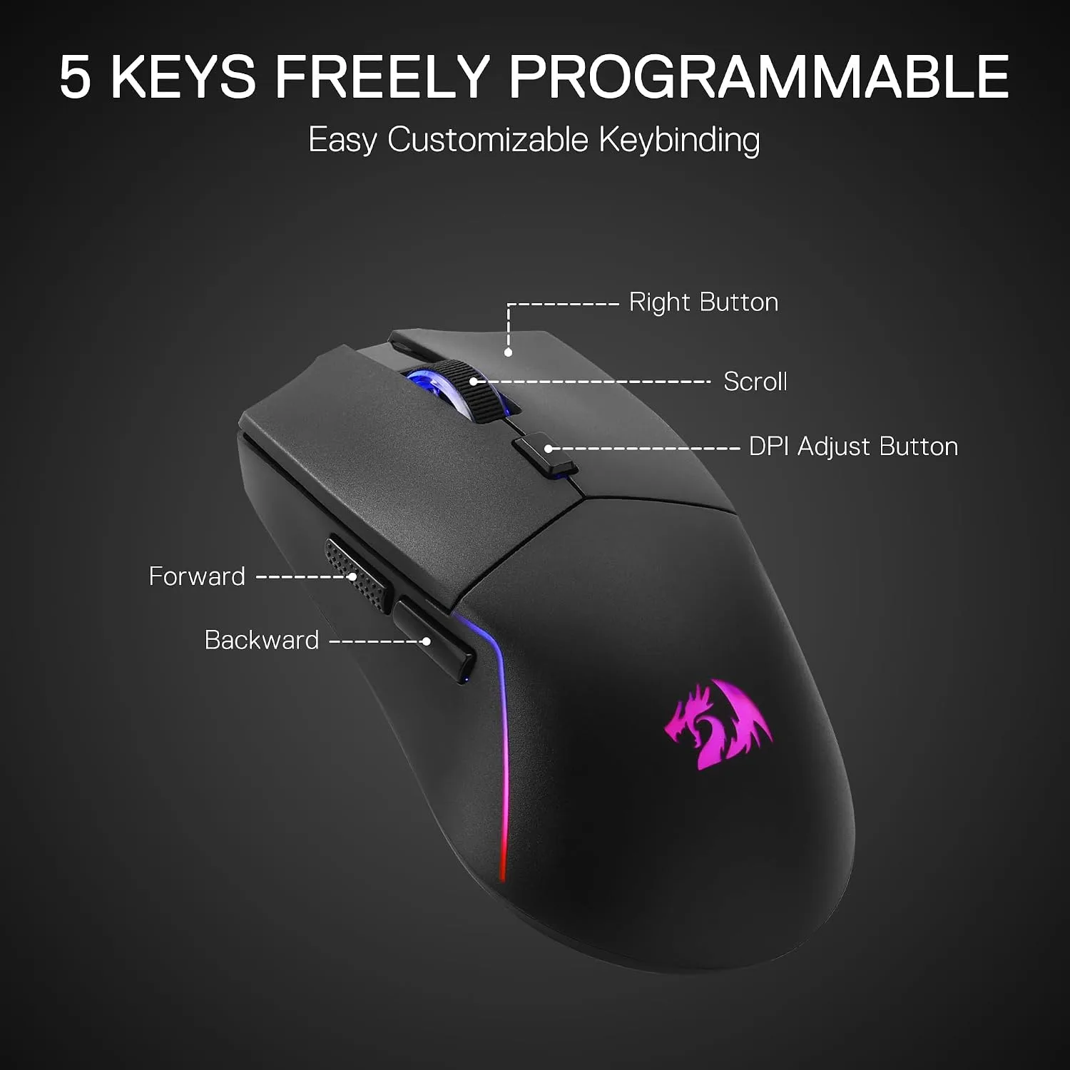 Redragon M730 PRO Wireless Lightweight RGB Gaming Mouse 10000 DPI