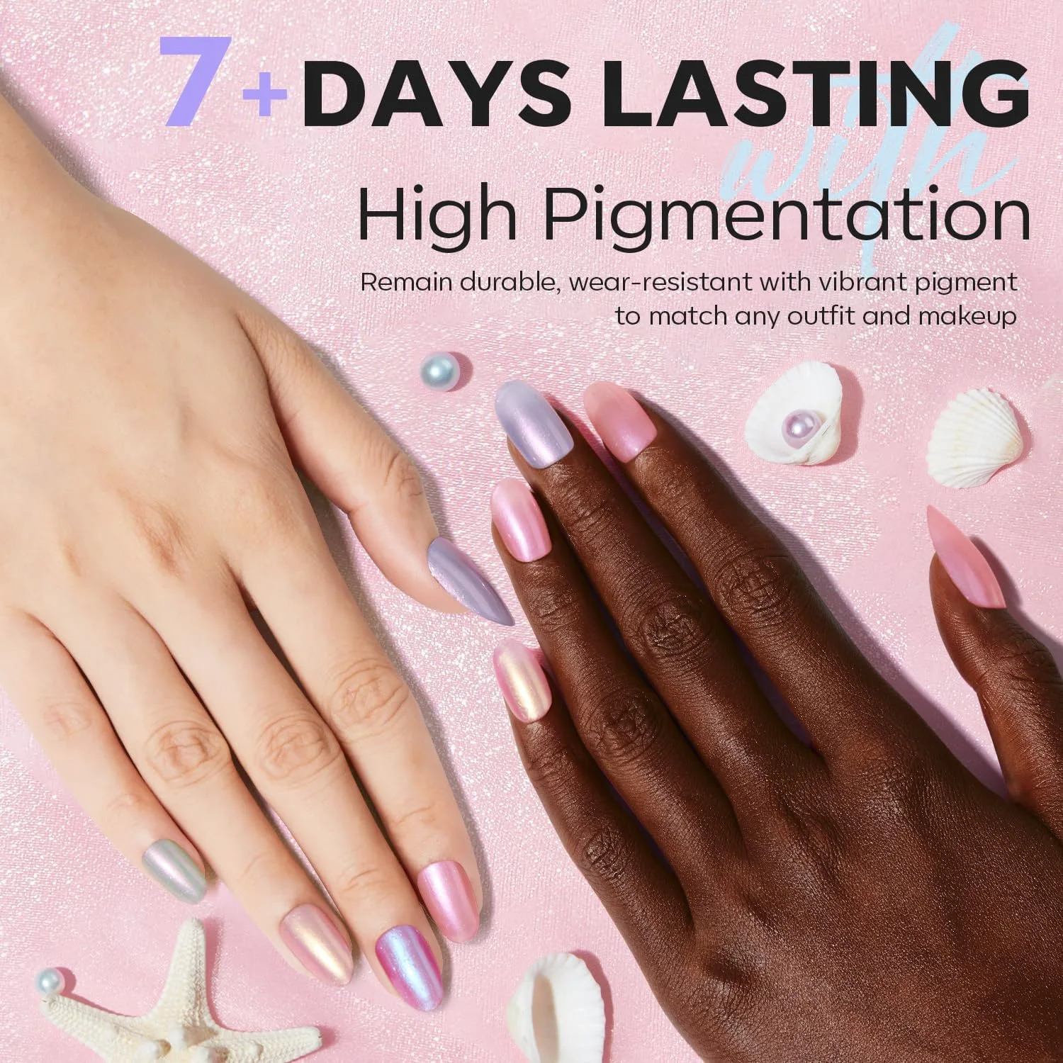 modelones Pearl Nail Polish, 6 Colors Aurora Iridescent Shimmer