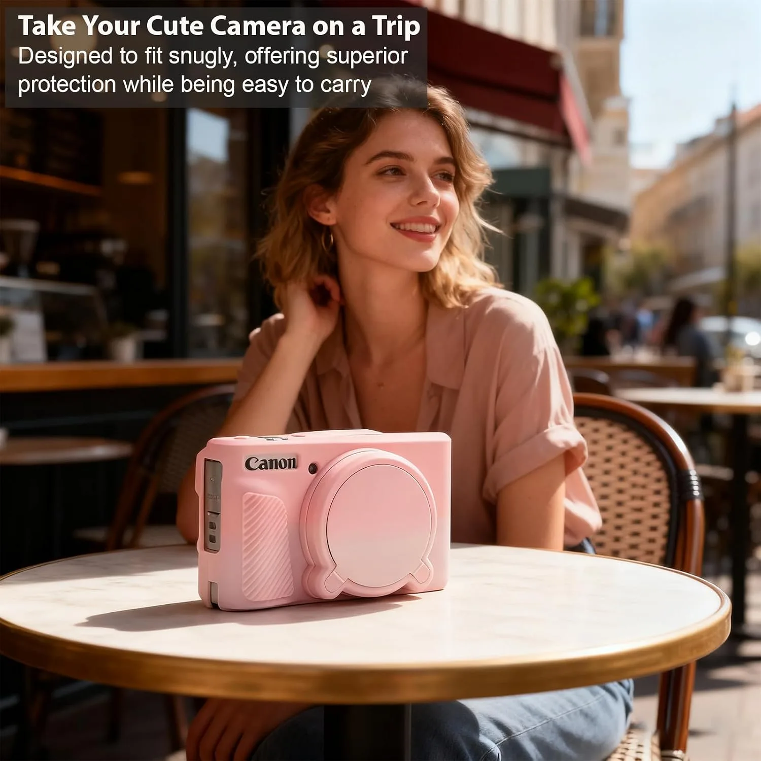 Case for Canon PowerShot SX740 HS, SX730 HS Camera - Beige&Pink