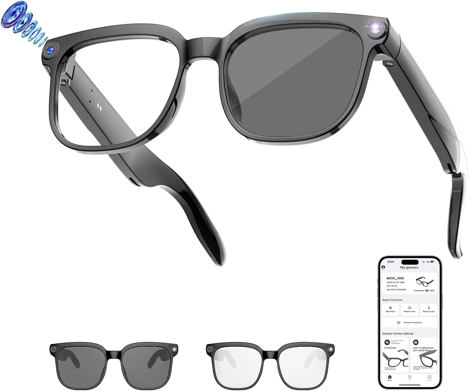 AI Smart Glasses with 8MP Camera, 4K Video and 139-Language Translation