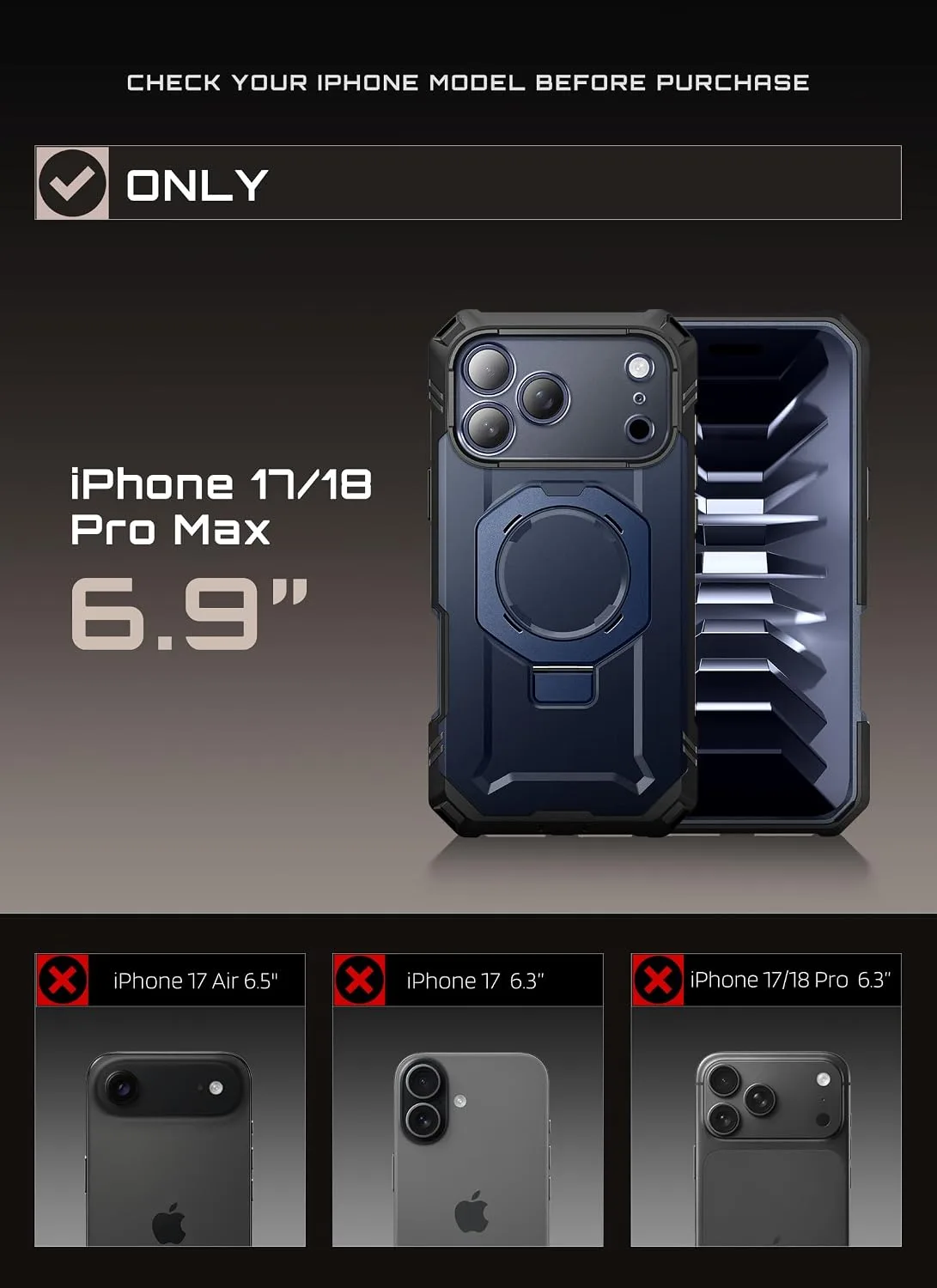 SUPCASE for iPhone 18 Pro Max Case/17 Pro Max Case, Glass Protector, Azure