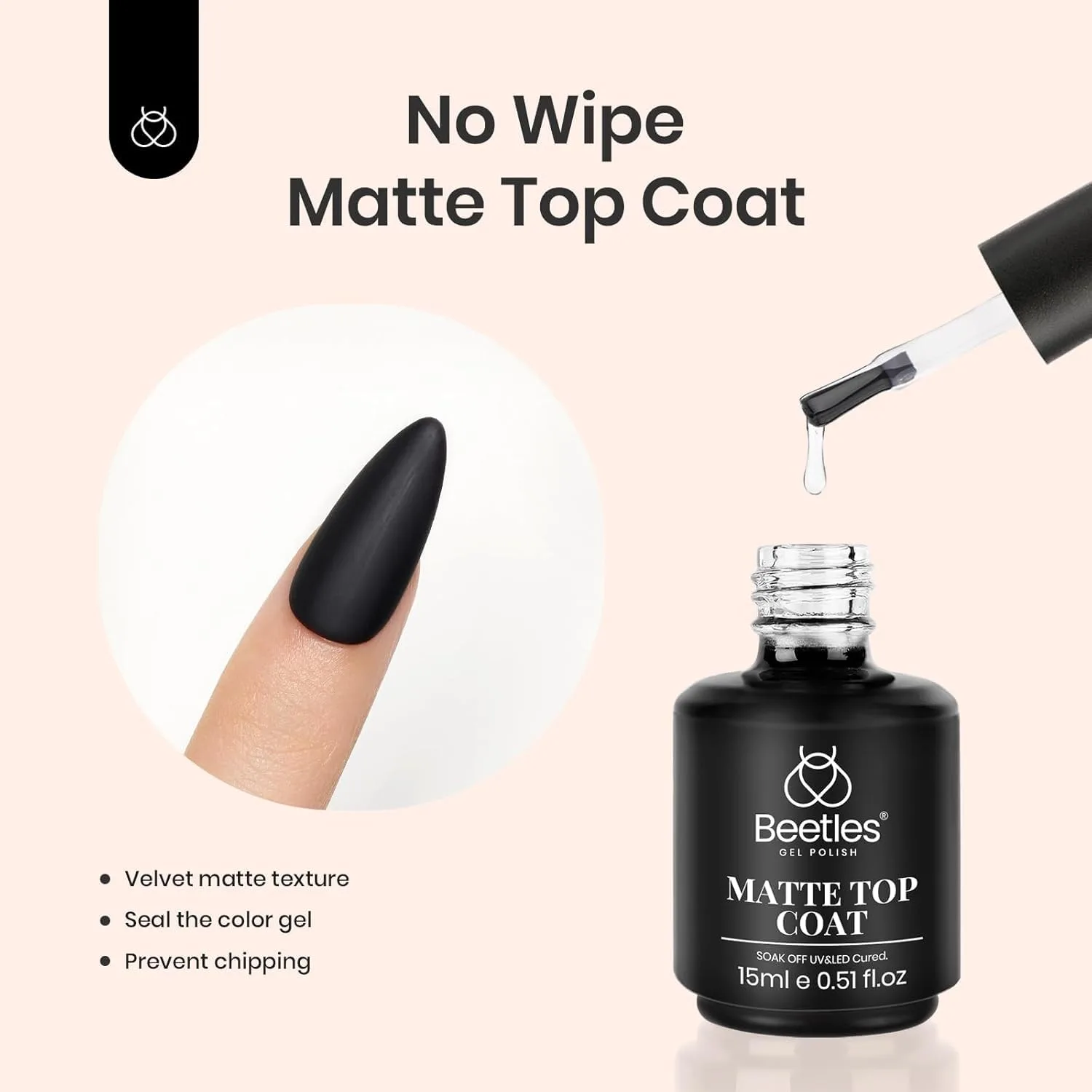 Beetles Matte Gel Top Coat & Base and Top Coat, 3Pcs 15ml