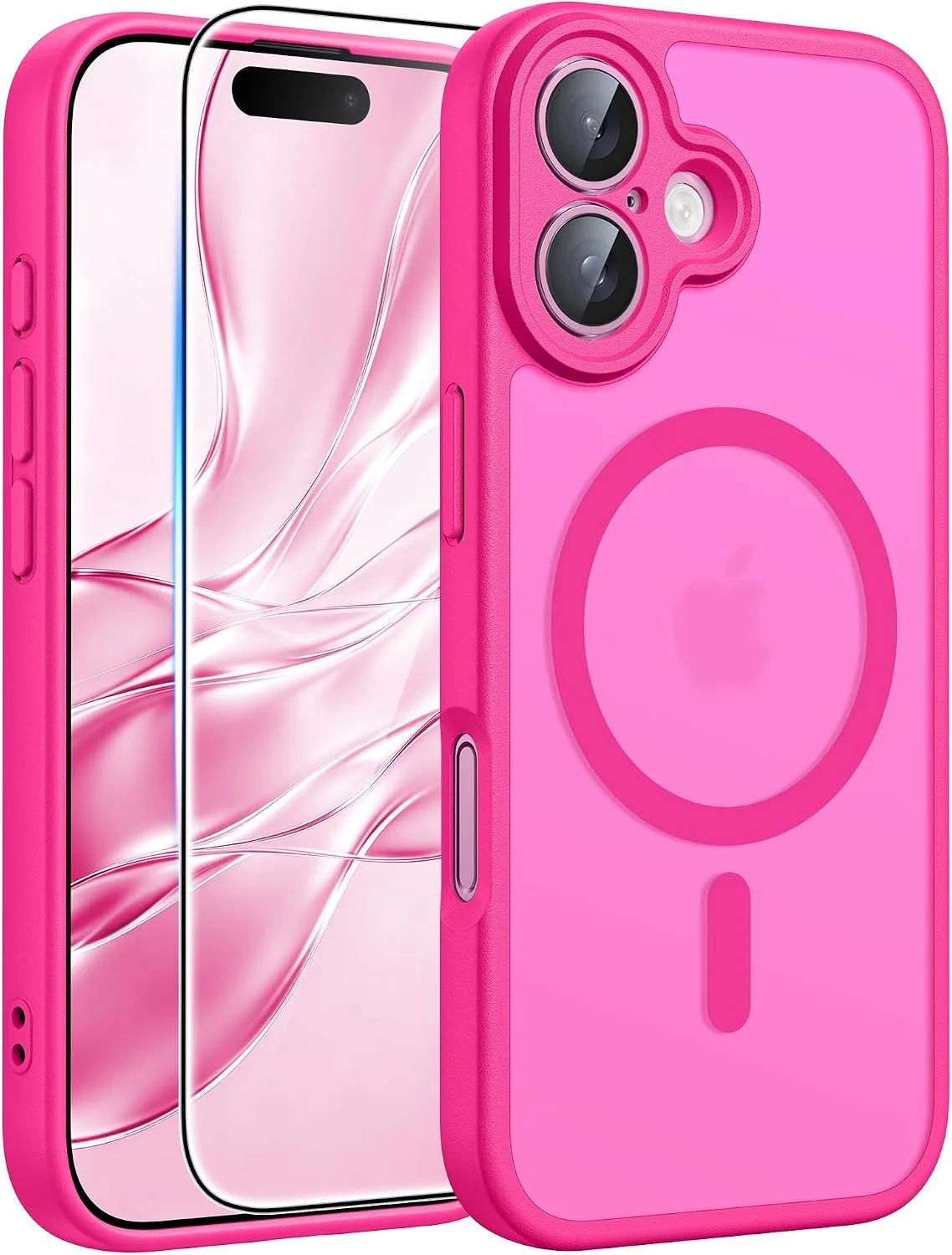 FNTCASE for iPhone 16 Plus Case Fit for MagSafe Hot Pink
