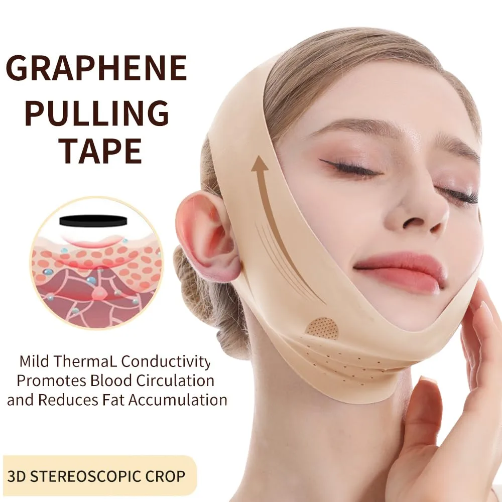 V-Line Lifting Mask, Chin Strap for Sleeping, Jawline Wrap, Medium, Beige