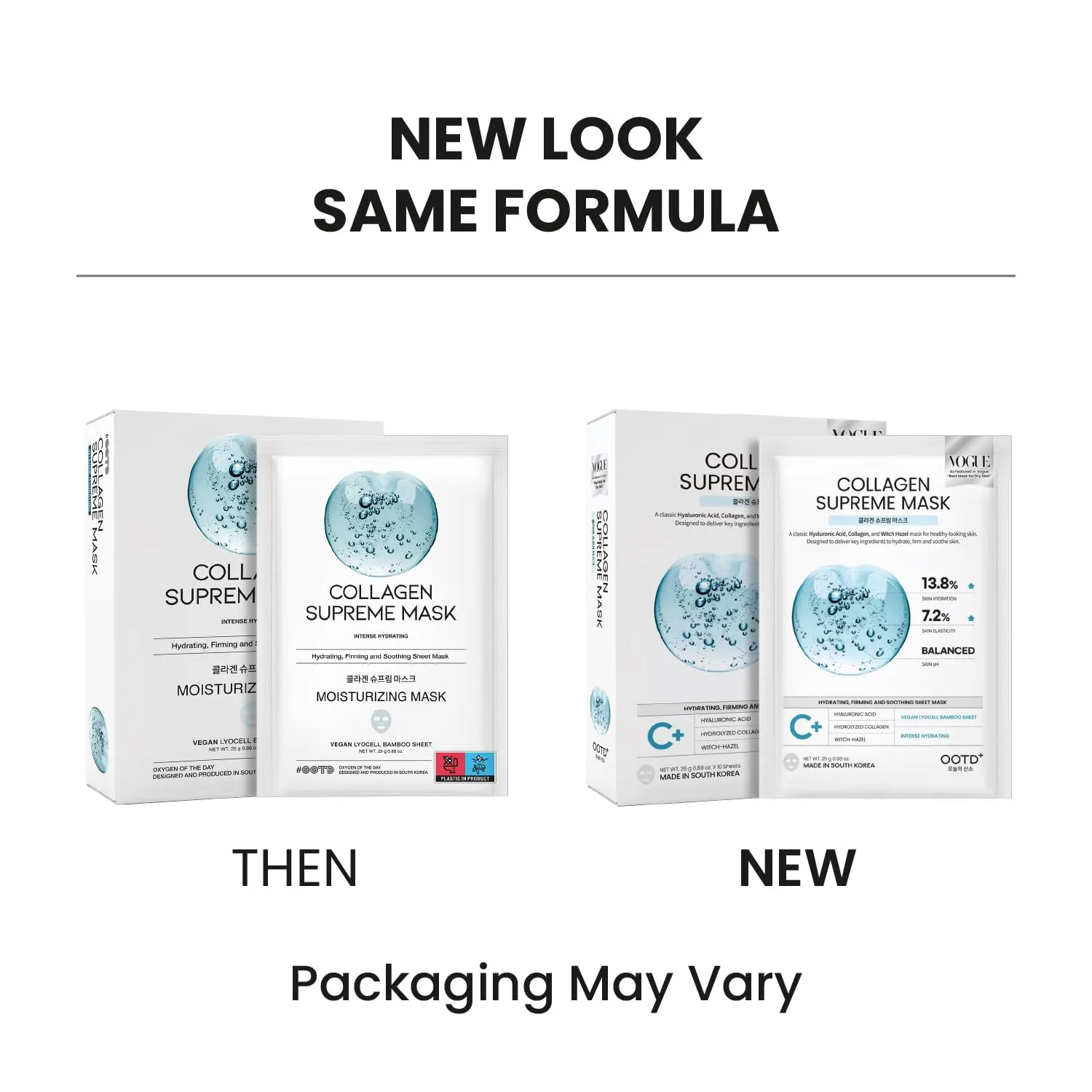 #OOTD Korean Face Sheet Mask Kit, Collagen, Cica, Ceramide, Retinol, 5-Pack