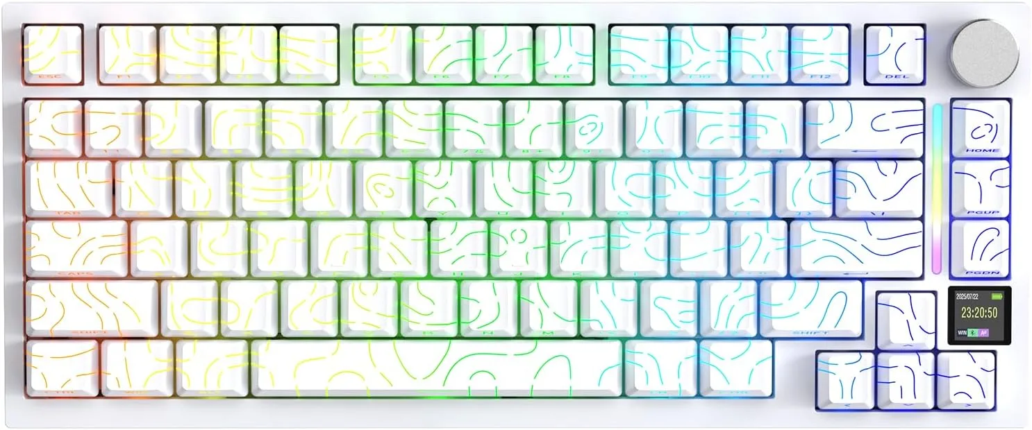 Teclado Gamer Attack Shark X820 Ultra 75% Mecánico Inalámbrico Blanco