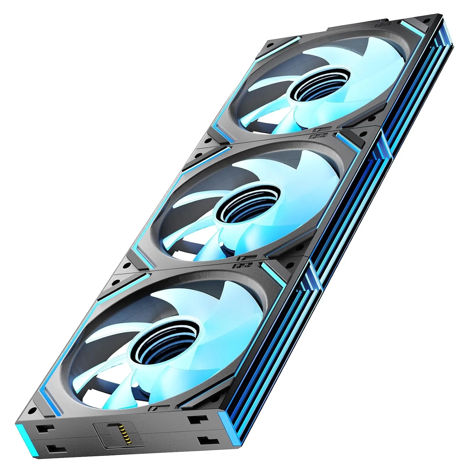 Interstellar V2 120mm Case Fan Infinity Mirror Module Daisy-Chain ARGB Fan Triple Pack with Controller Suitable for Computer Case & 360mm AIO Cooler(Black-3pack)