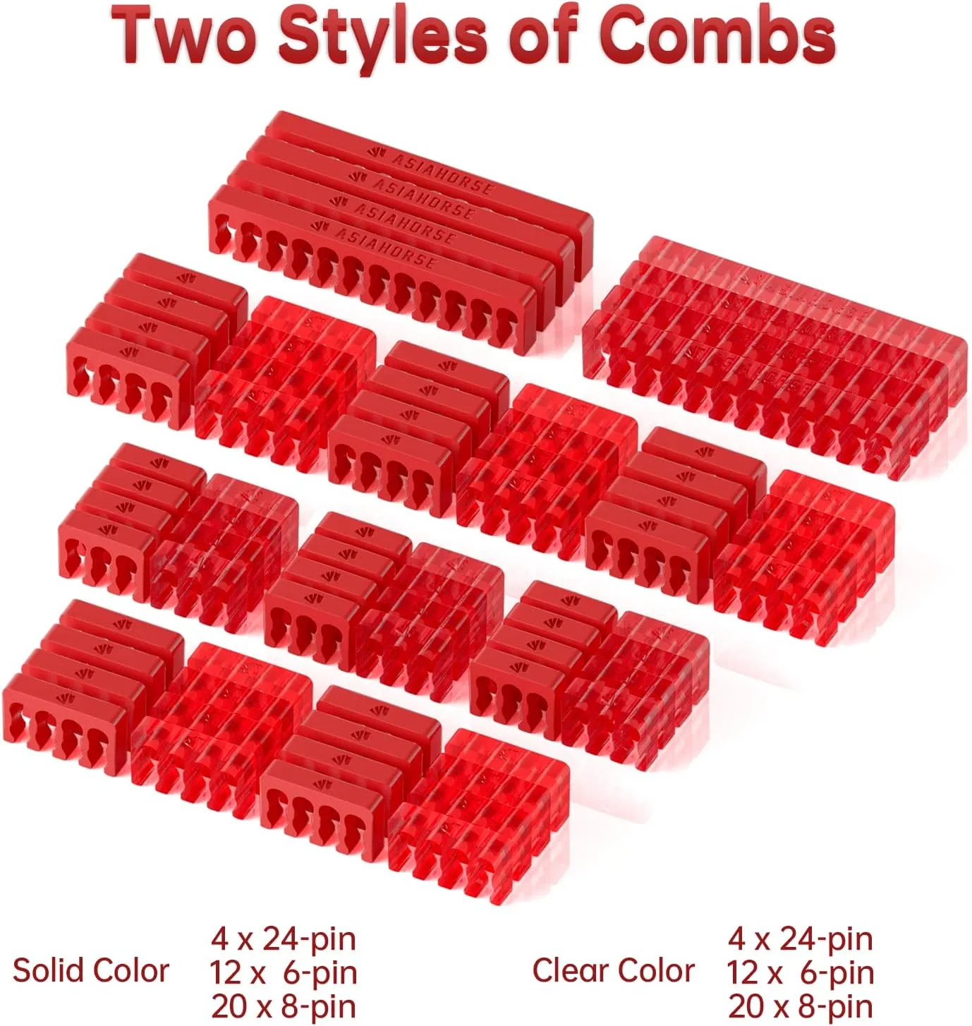 ASIAHORSE Power Supply Sleeved Cable, 16AWG PSU Cables Internal Power Supplies Extension Cables 1x24Pin/2x4+4 EPS/3x6+2 PCI-E, 30cm Length with Comb(Dual EPS Red)