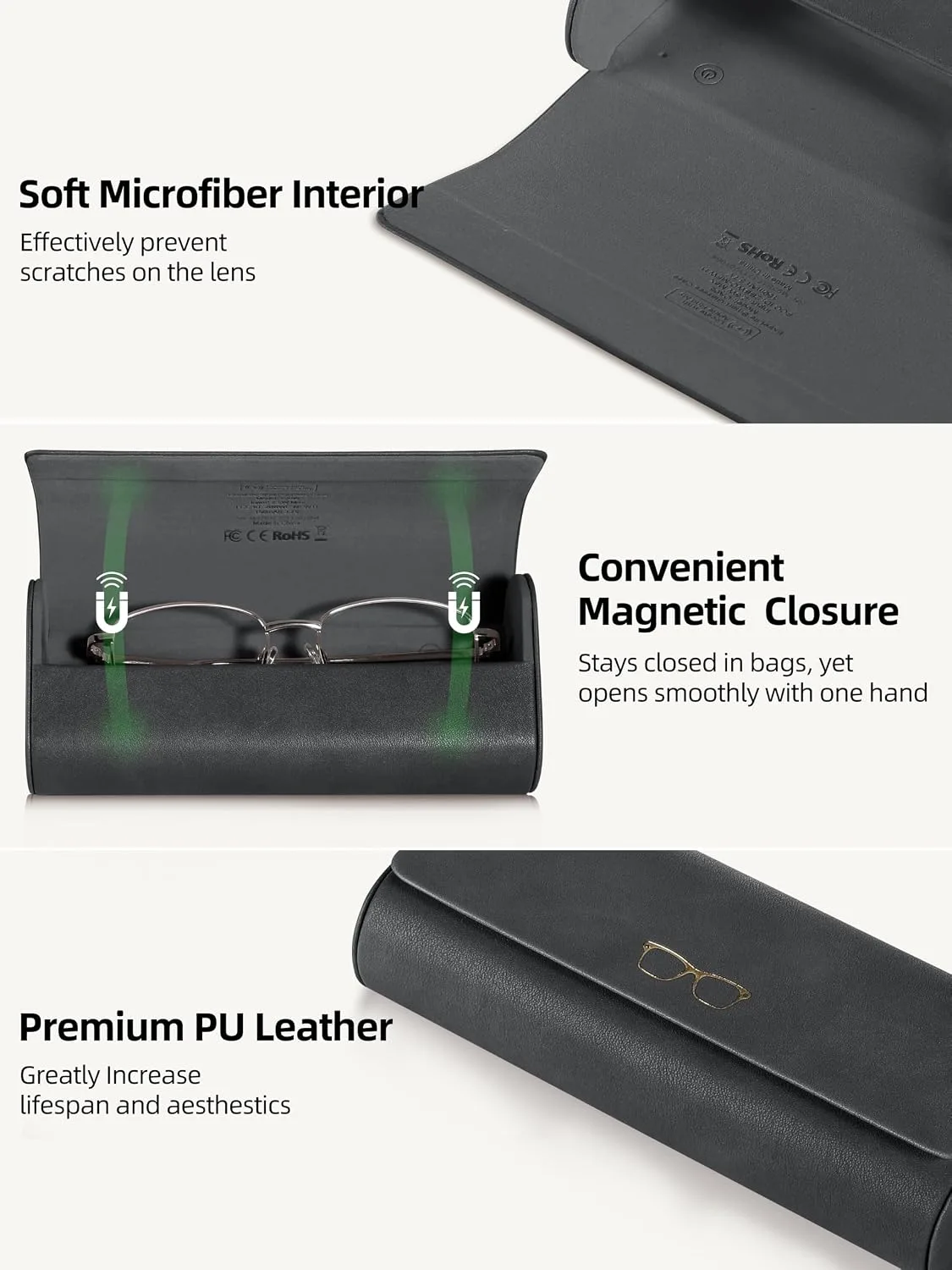 ExtreLife Smart Glasses Case, Works with Apple Find My, Rechargeable