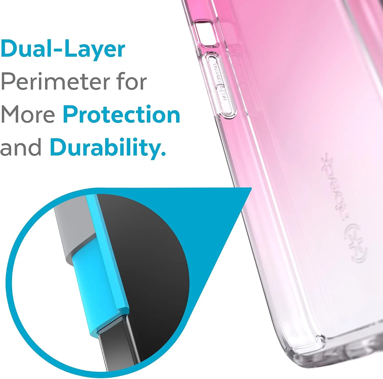Speck MagSafe Case for iPhone 13 Pro - Drop & Camera Protection, Clear Phone Case, Wireless Charging Compatible - Fuschia Fade/Clear