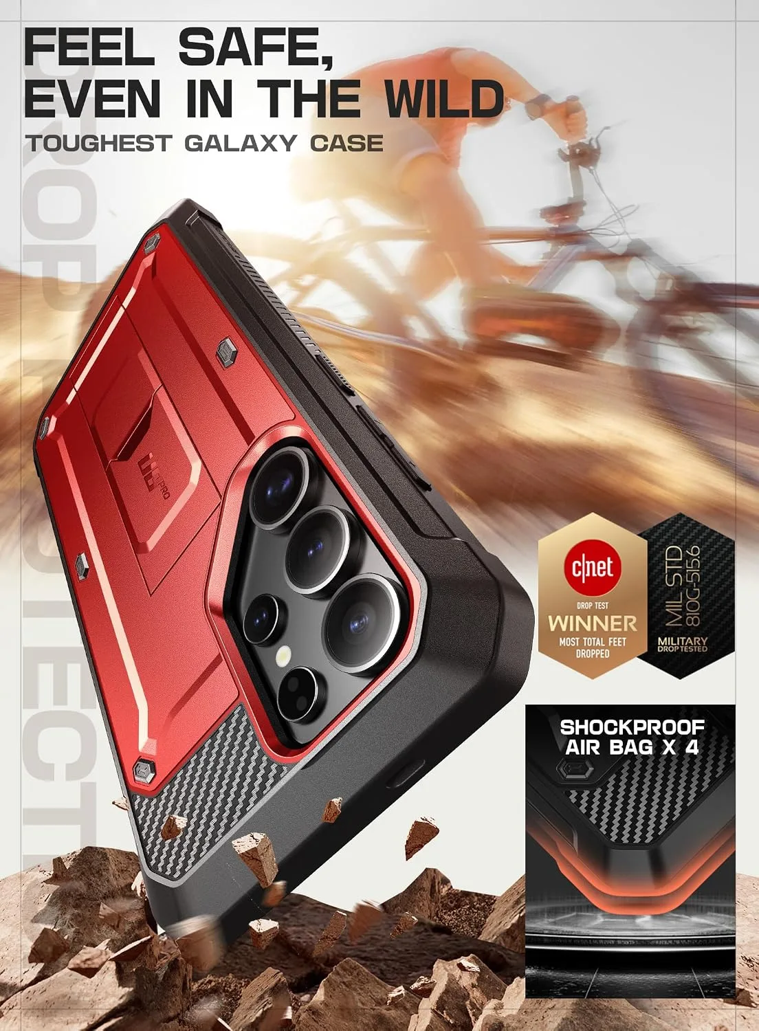 SUPCASE for Samsung Galaxy S25 Ultra Case with Screen Protector, Red