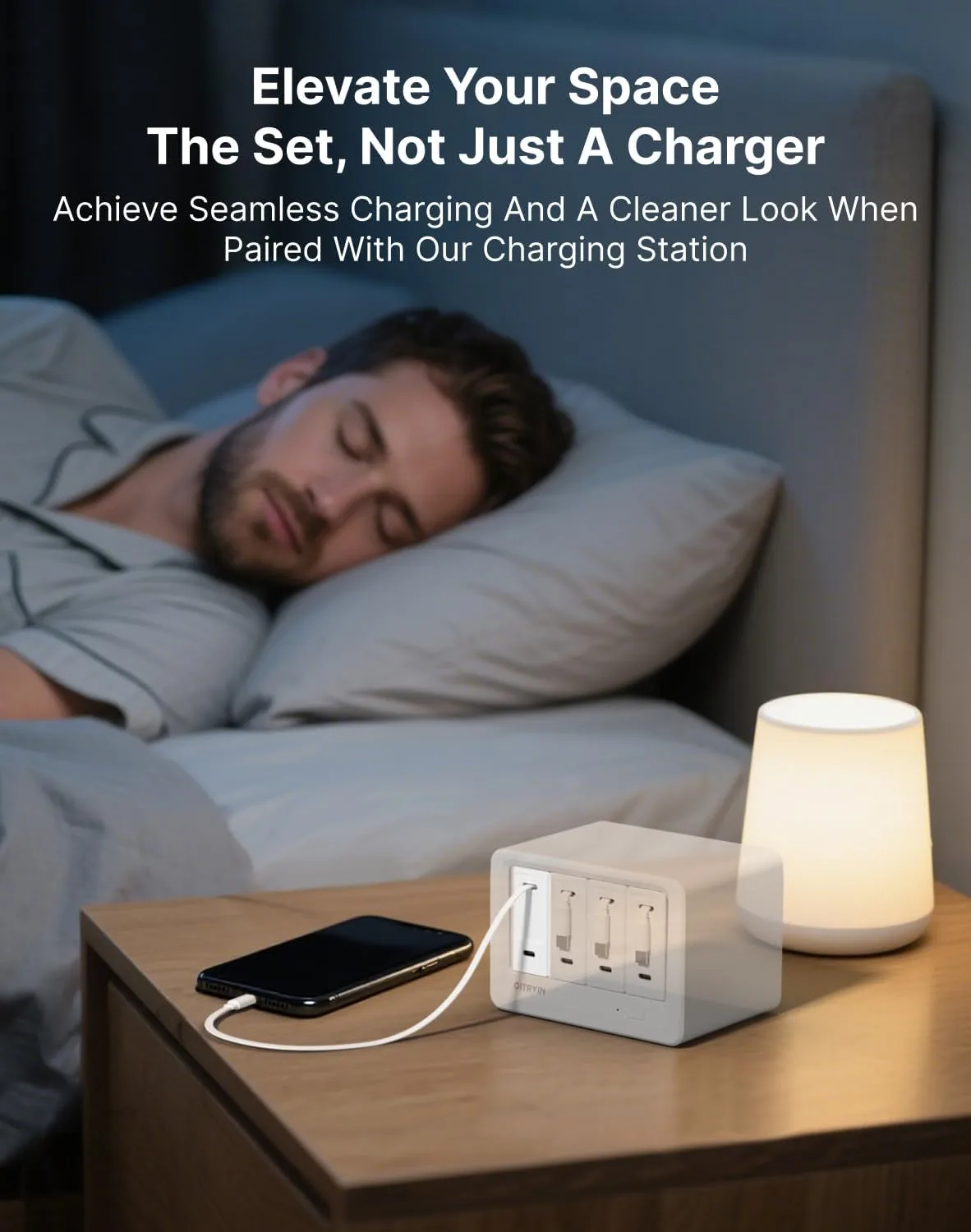Gitryin 40W Retractable USB Wall Charger, 33.5in Type-C Cable, 2 USBC Ports