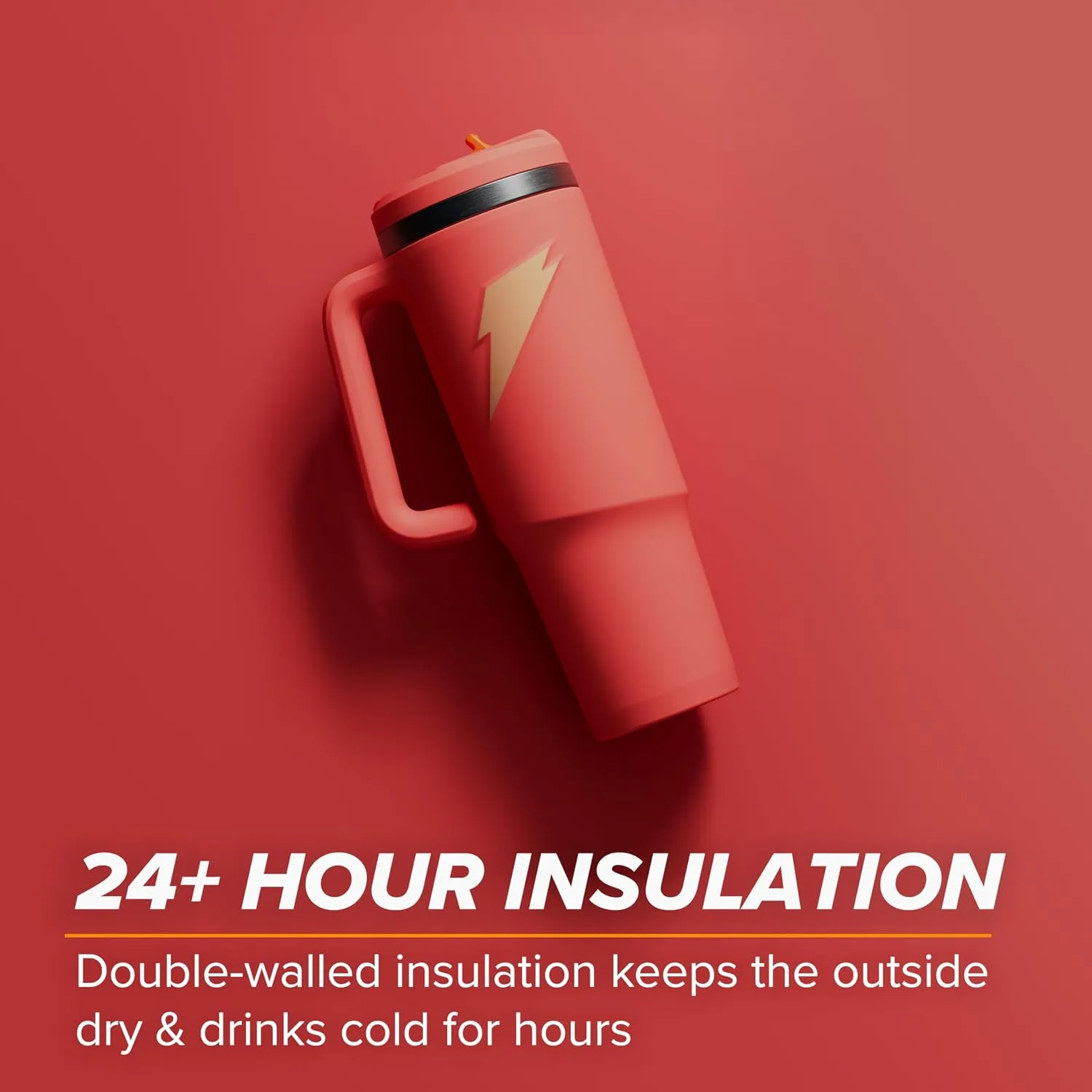 Gatorade Crossover Stainless Steel Tumbler Water Bottle, Coral, Double-Wall Insulation, 36 fl oz