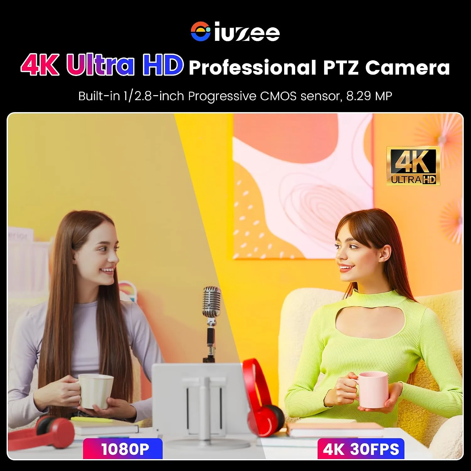 4K NDI PTZ Camera AI-Auto Tracking, 20X Optical Zoom, USB3.0/HDMI/LAN PoE, IP Live Streaming, Conference Room Camera for Church Services Education Conference Events, Work with YouTube OBS