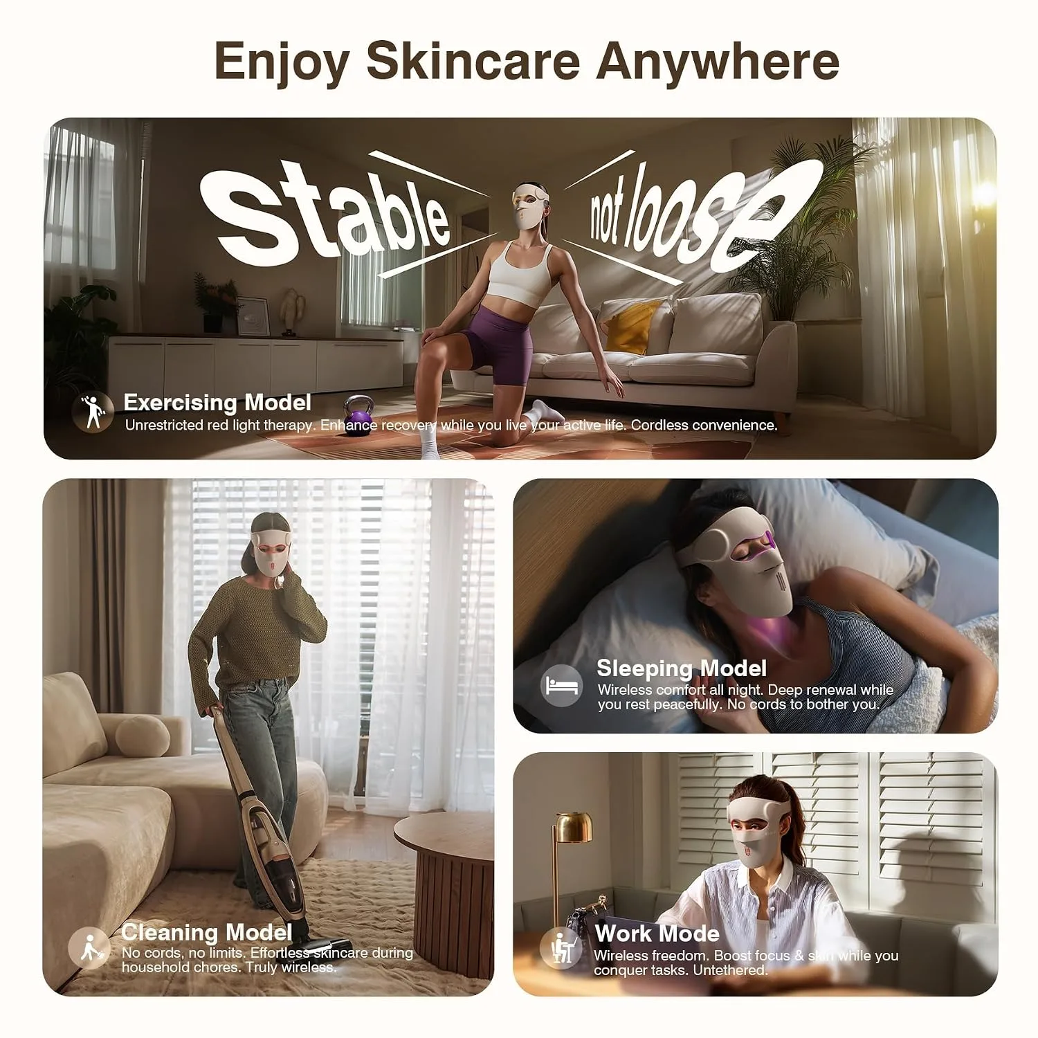 Red Light Therapy Mask for Face, 3D LED Face Mask, Wireless,9 Modes