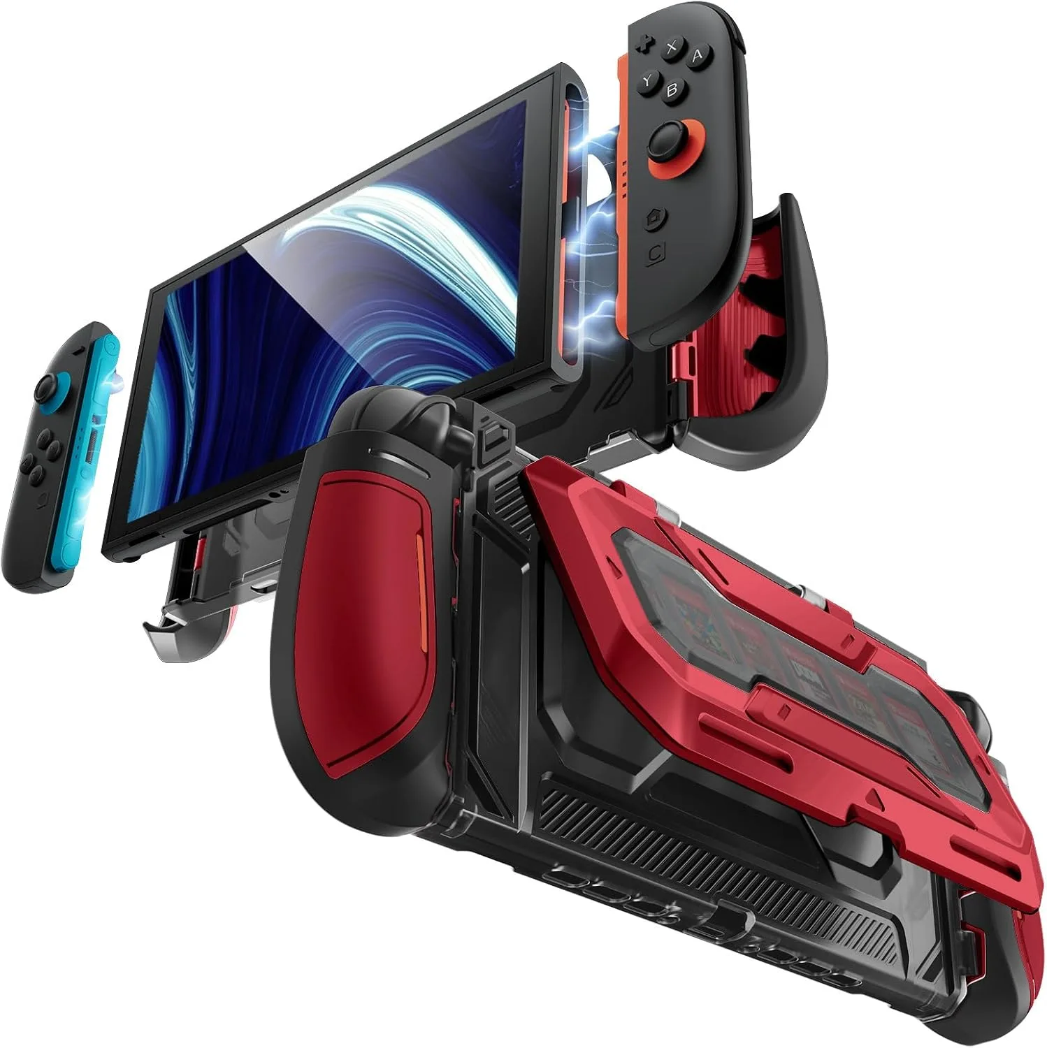 Mumba Titan Case for Nintendo Switch 2 with Kickstand & 7 Card Slots, Ruddy
