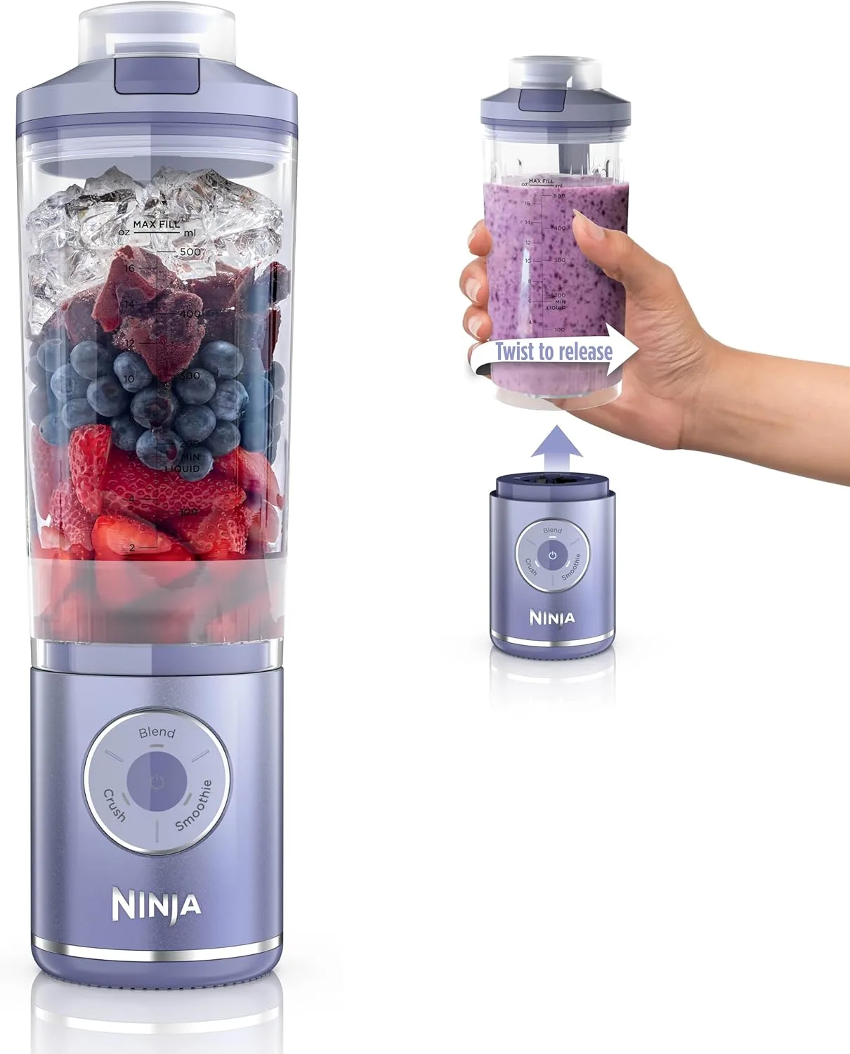Ninja Blast Max Portable Blender, Twist & Go, 22oz, Lavender, BC251LD