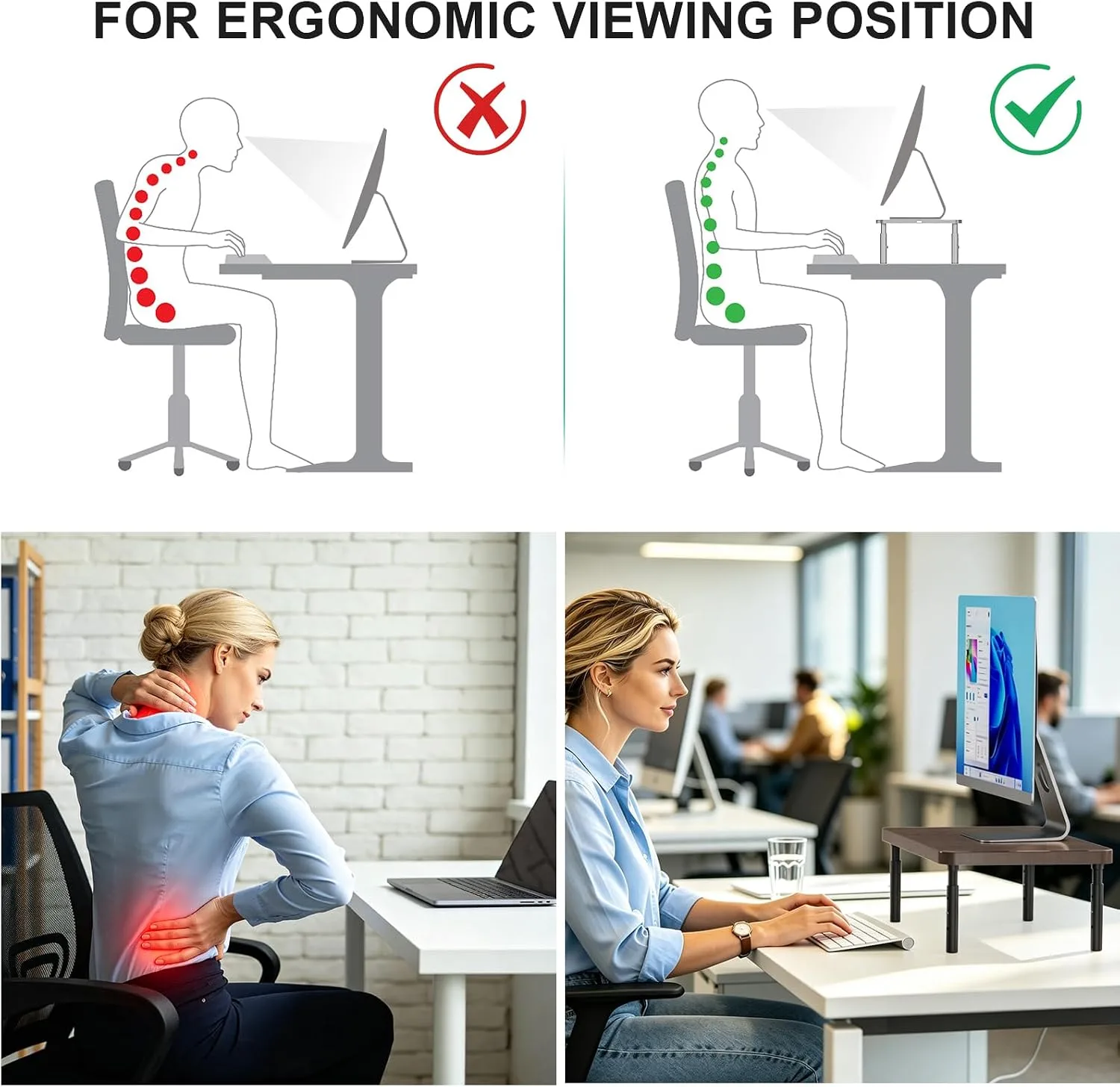 WALI Computer Monitor Stand for Desk, Adjustable Laptop Riser, up to 44 lbs