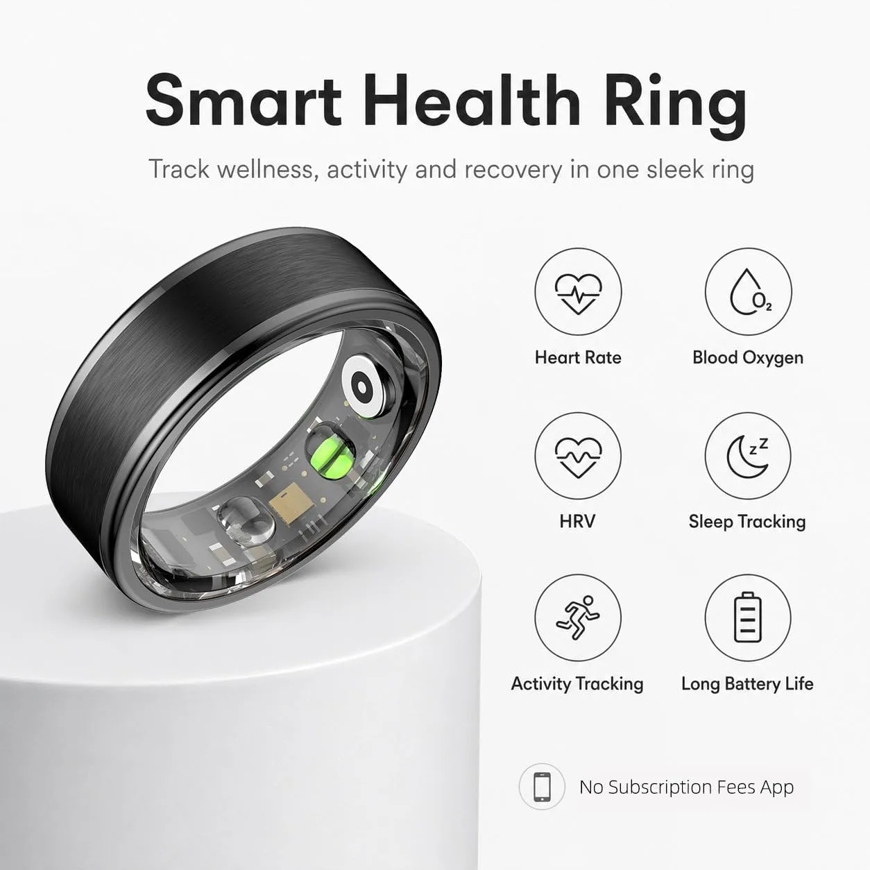 Smart Ring for Women and Men, Fitness & Sleep Tracker, Black 10