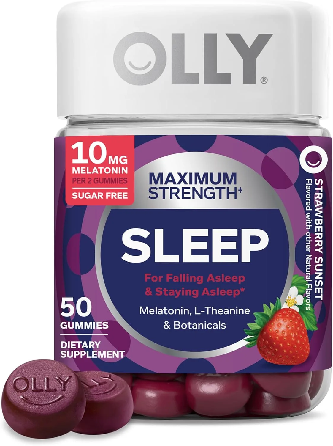 Suplemento para dormir Olly Maximum Strength con 10 mg Melatonina 50 gomitas