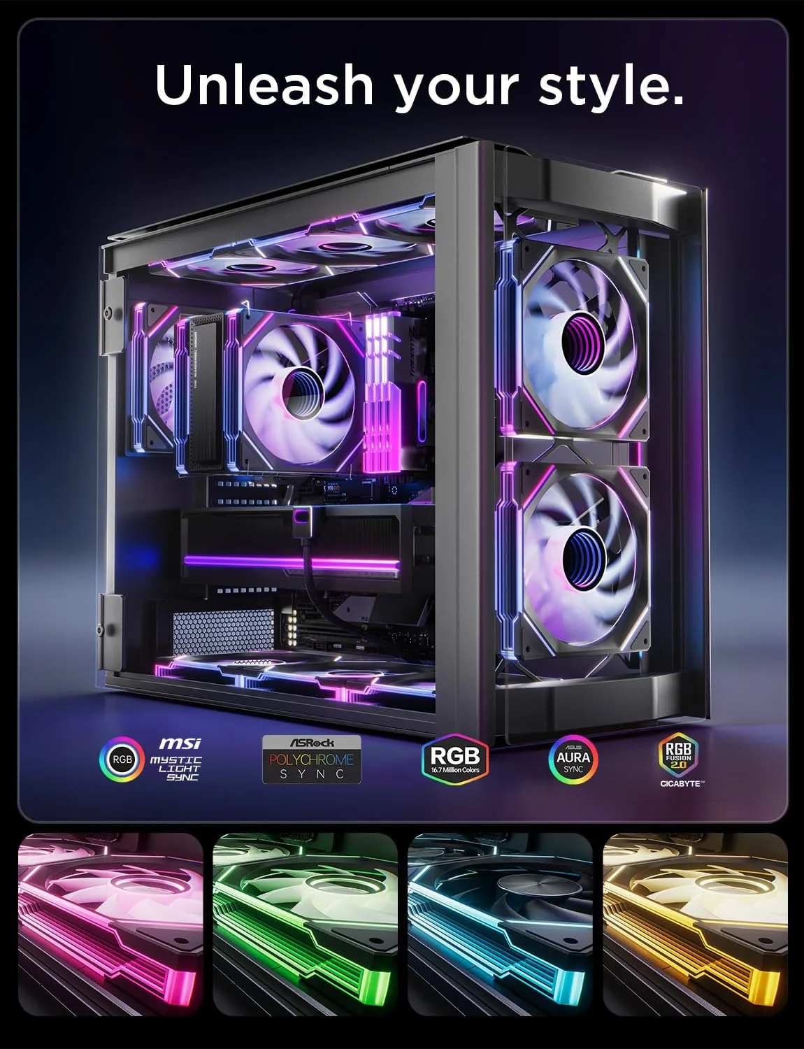 AsiaHorse Amici 140mm ARGB PC Case Fan, HDB Bearing Fan with ARGB Lighting, Fan Speeds Up to 2000 RPM, Compatible with Motherboard Aura SYNC (Enhances PC Case Aesthetics)