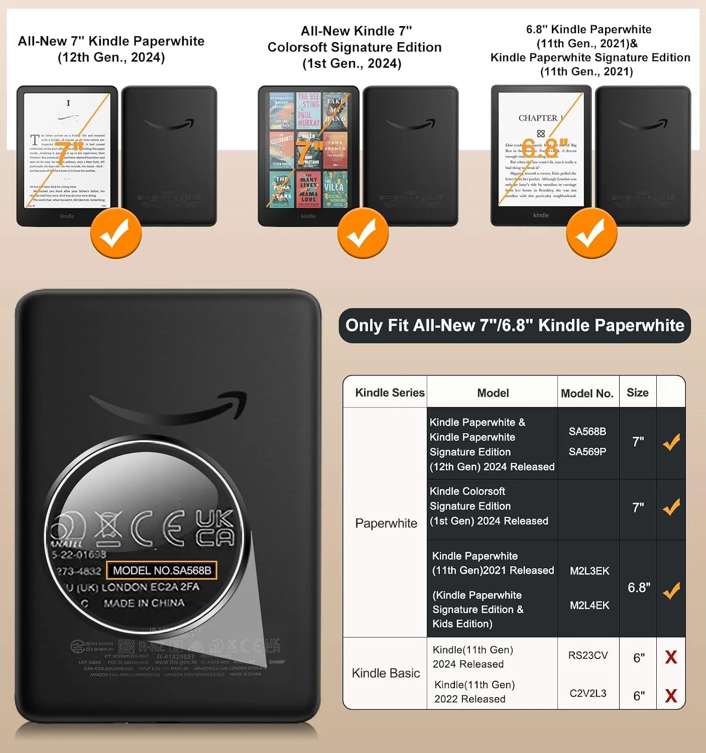 MoKo Case for 7"/6.8" Kindle Paperwhite(12th/11th Gen-2024/2021)