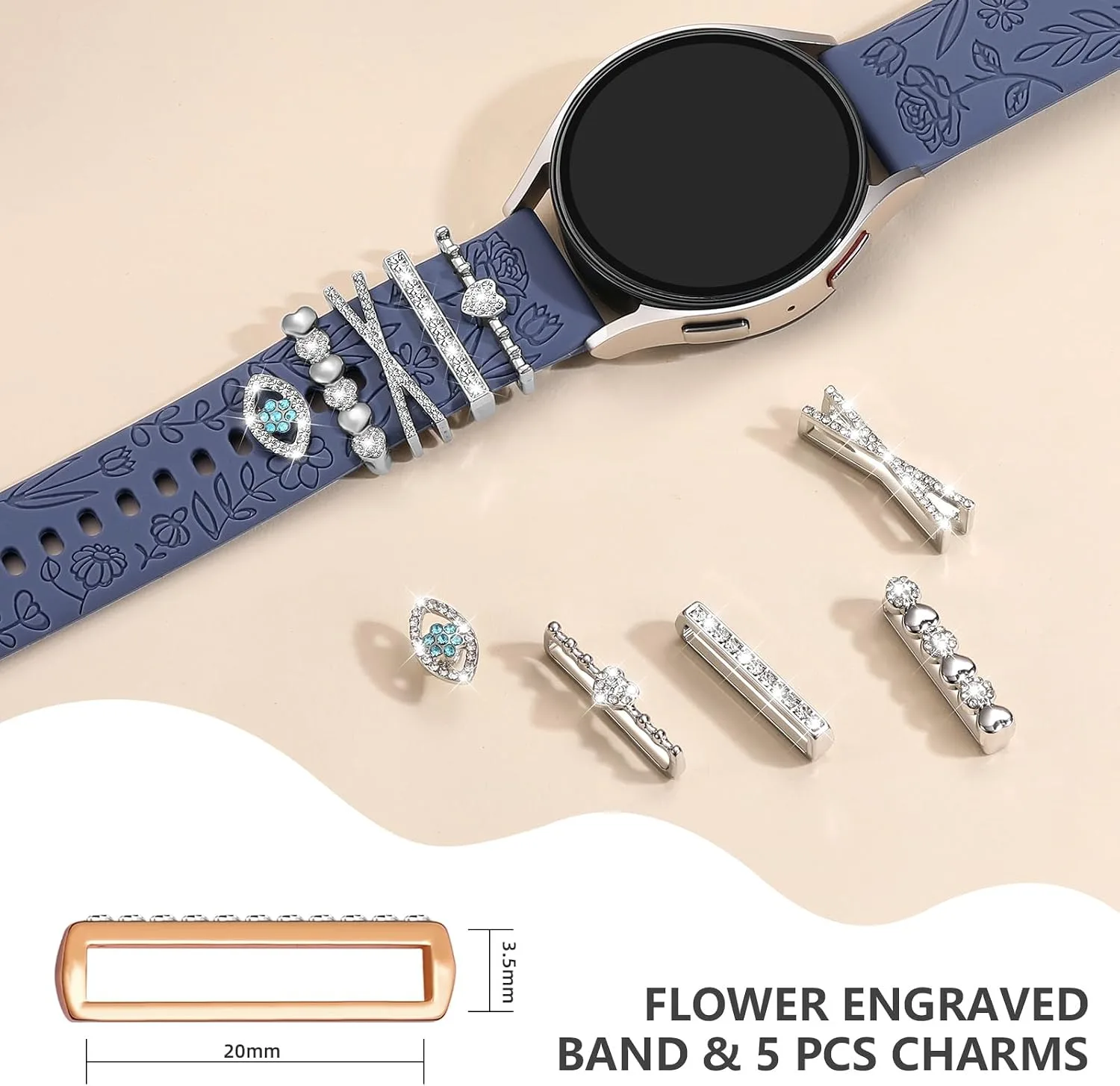 DaQin Flower Engraved Band Compatible with Samsung Galaxy Watch 7 Bands