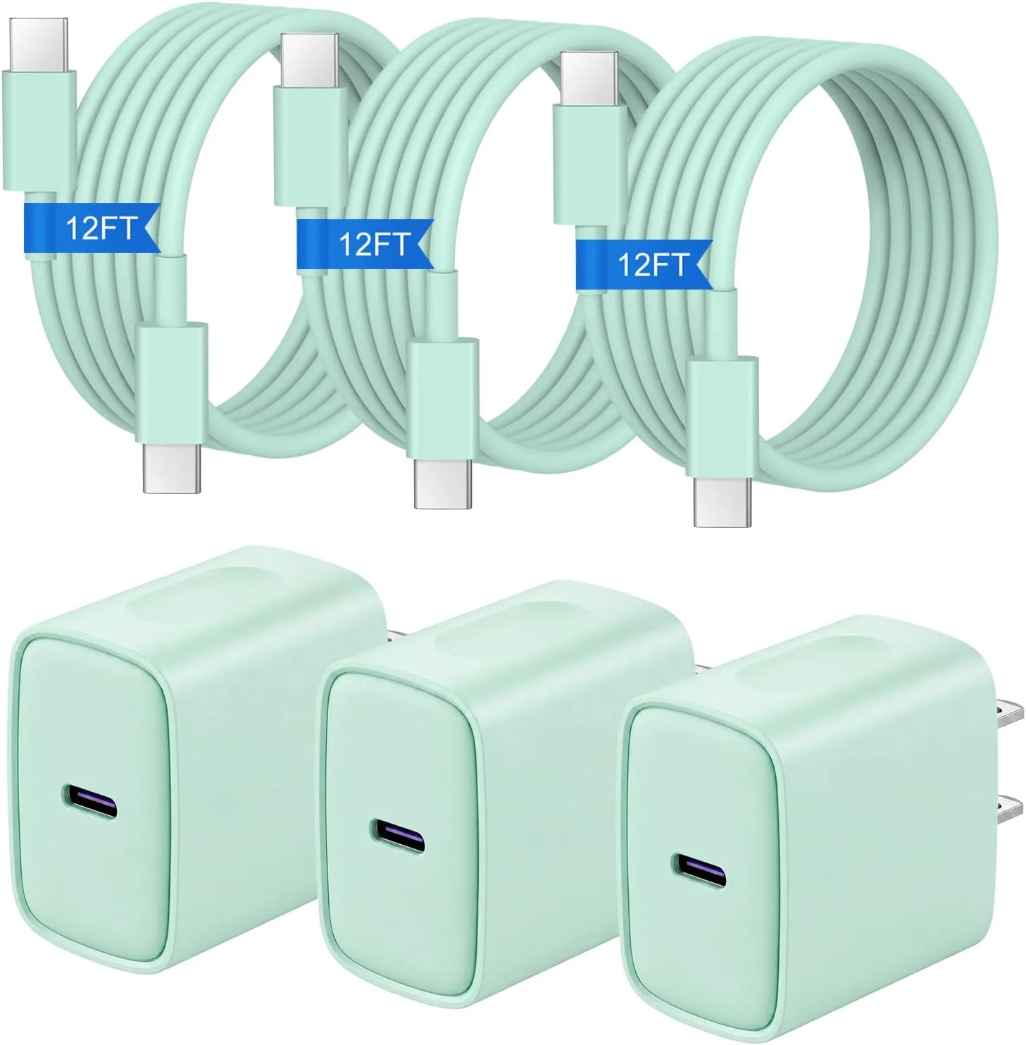 iPhone Duo Charger, iPhone 18 17 16 15 Charger Fast Charging 12FT-Green